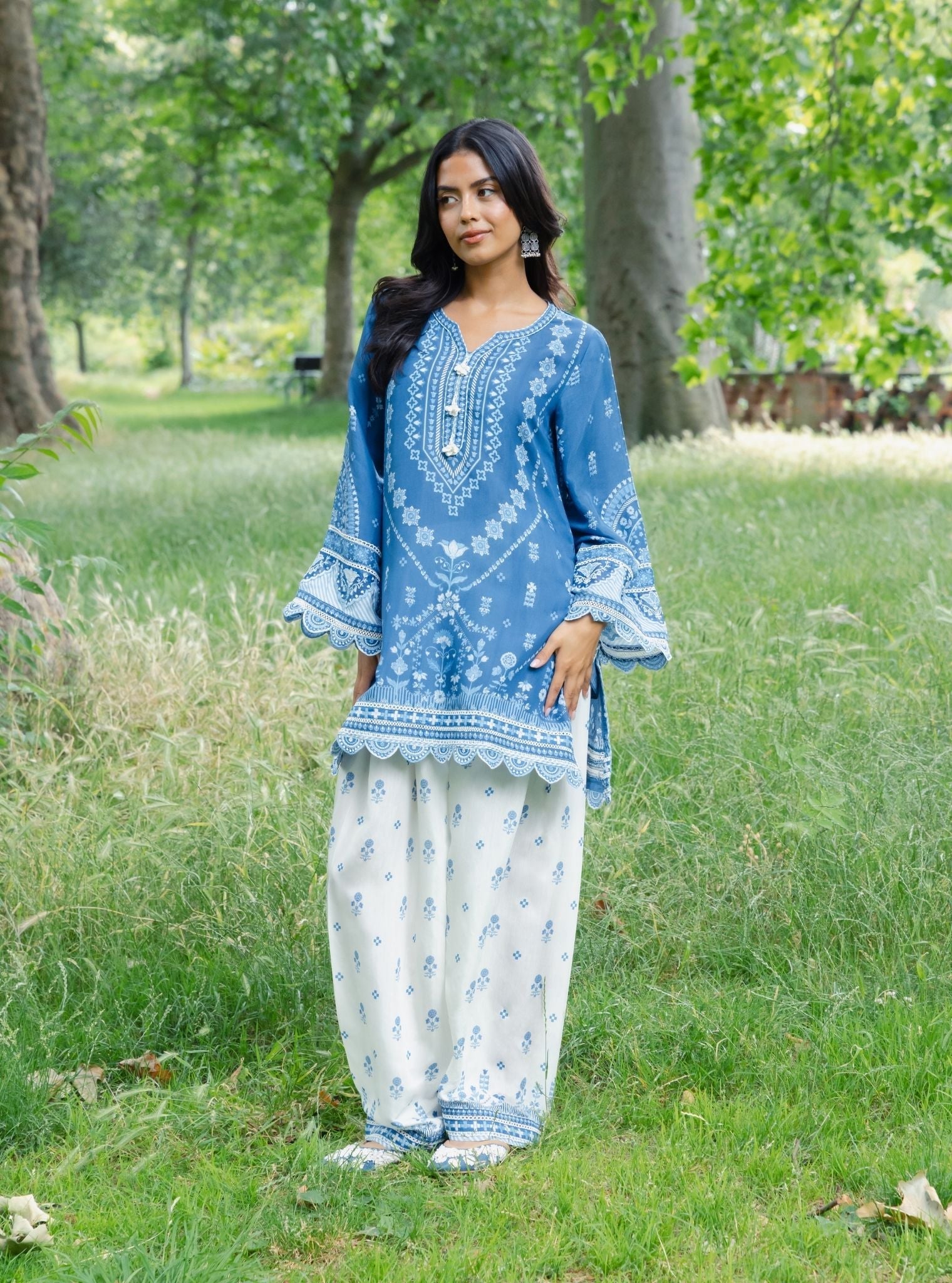 Ceya Lawn Printed Navy Kurta Set