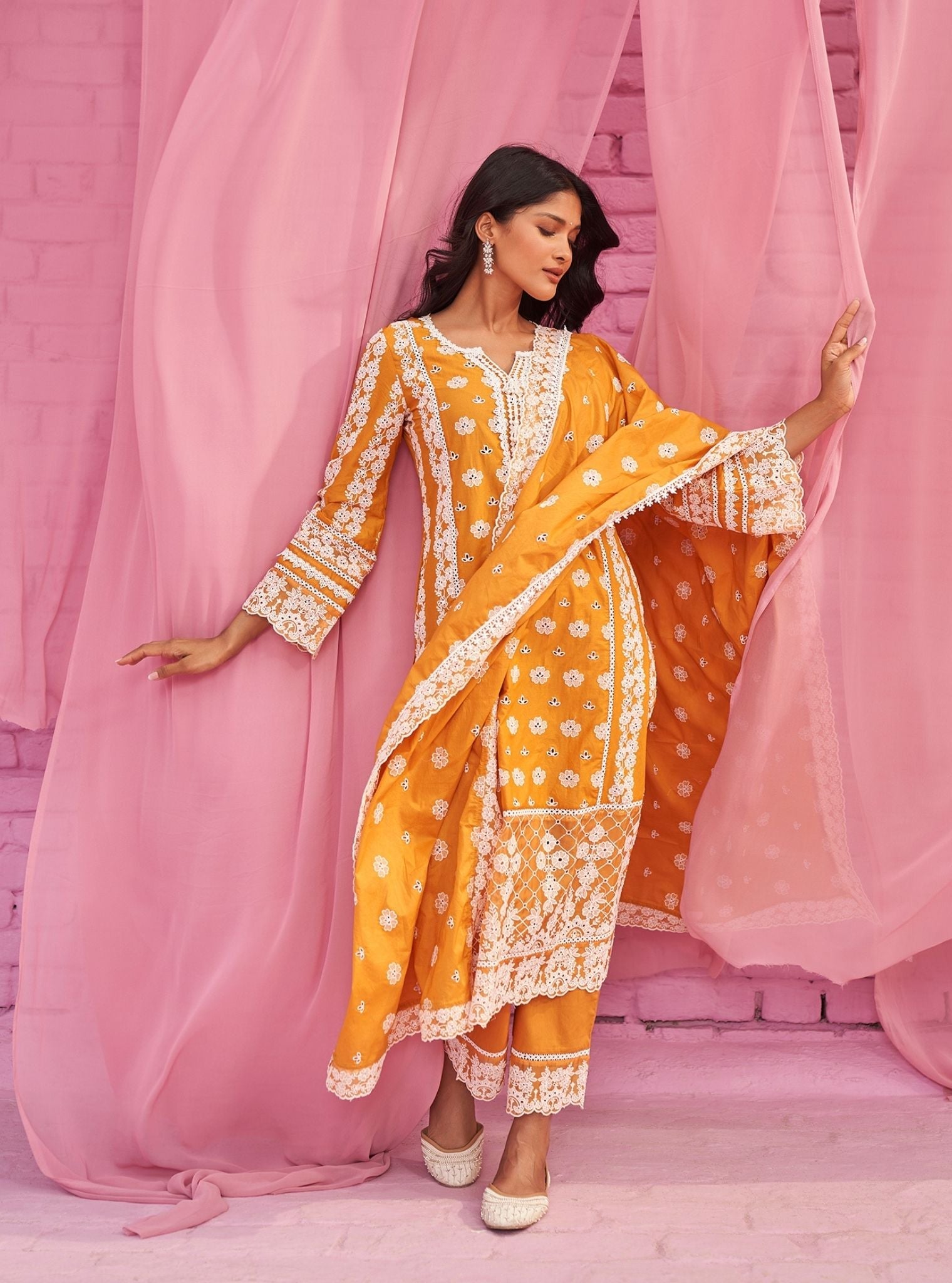 Tamaya Supima Cotton Orange Kurta Set