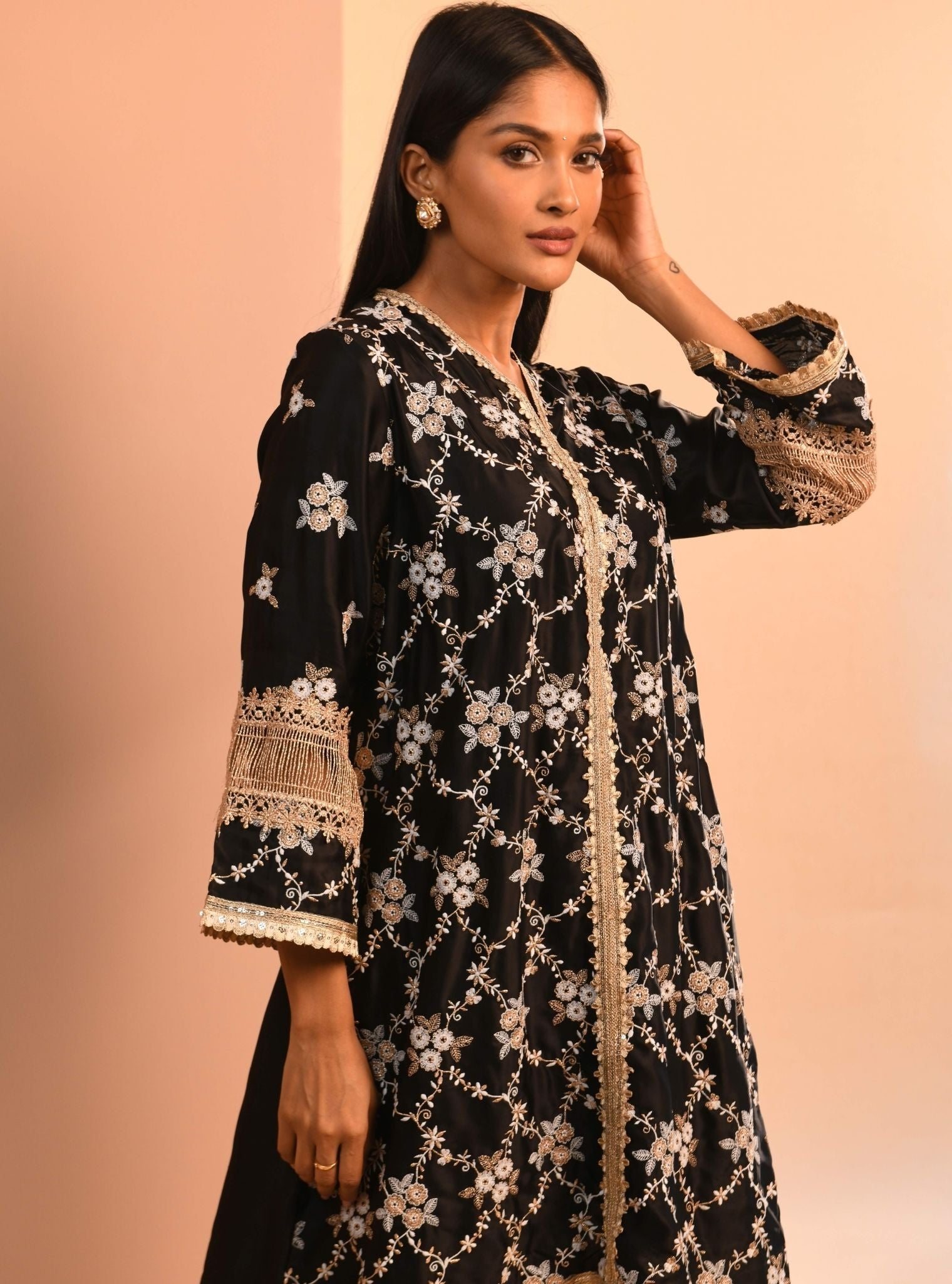Dvija Cupro Black Kurta Set