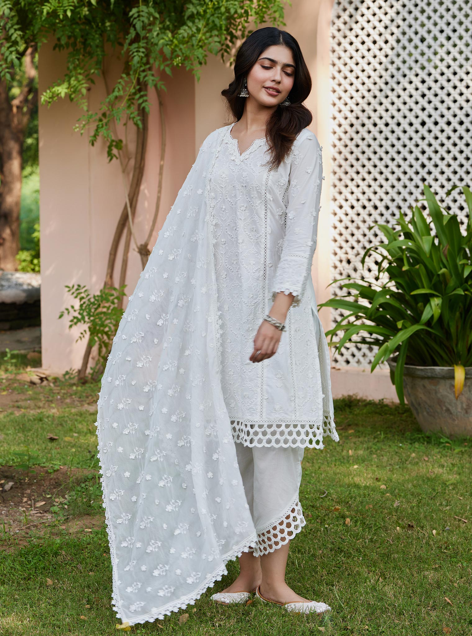 Kainat Supima Cotton Off White Kurta Set