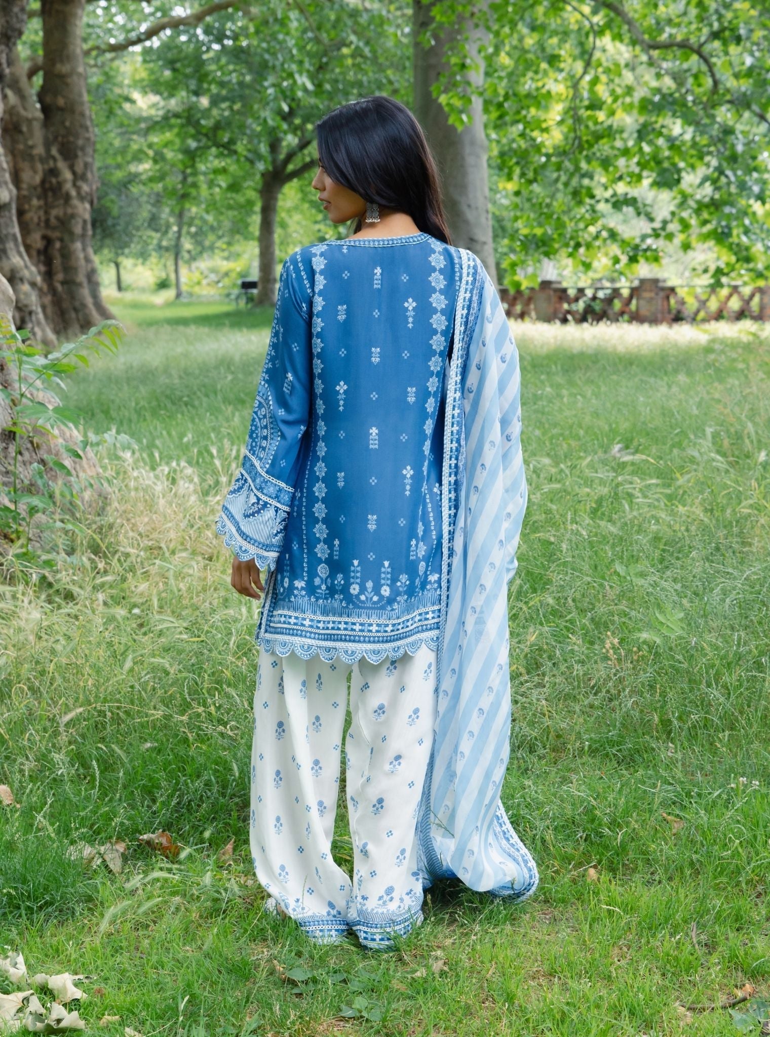 Ceya Lawn Printed Navy Kurta Set