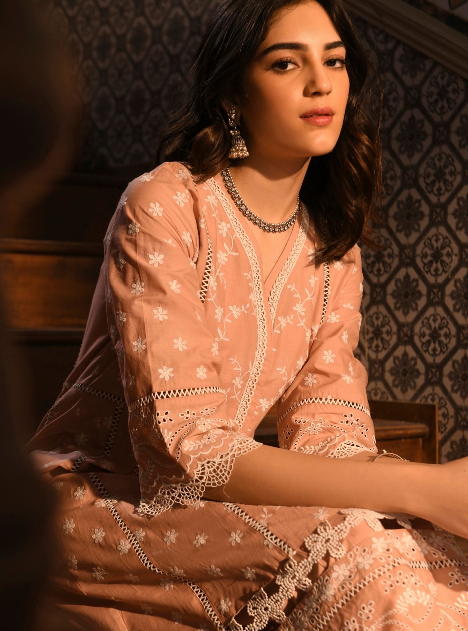 Kiana Supima Cotton Peach Kurta Set