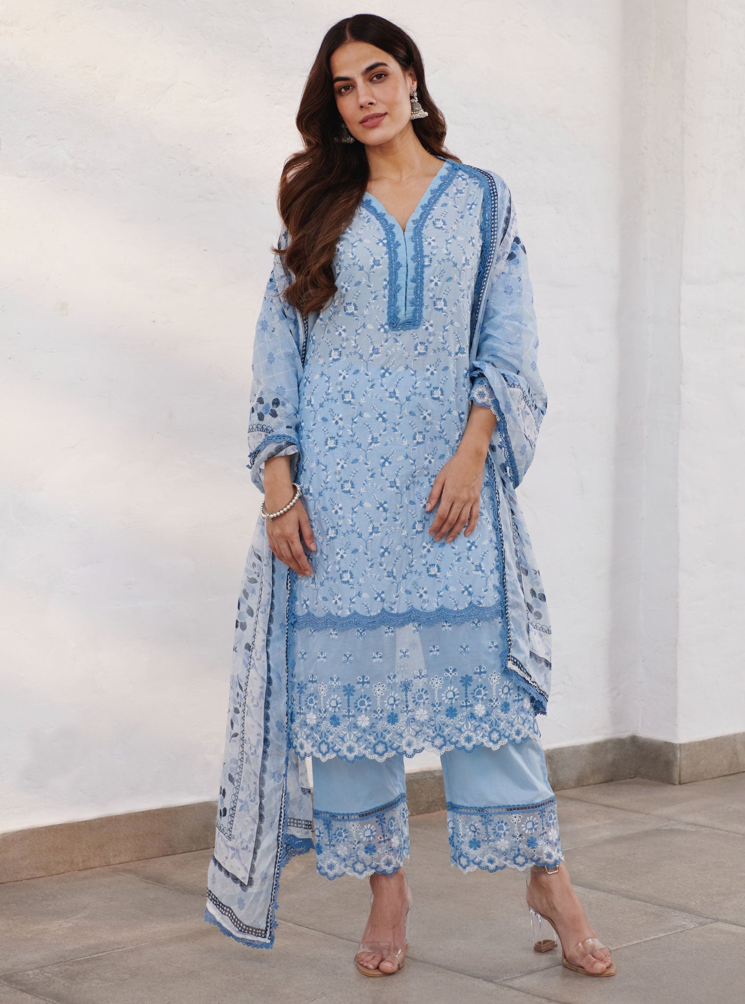 Trent Supima Cotton Blue Kurta Set