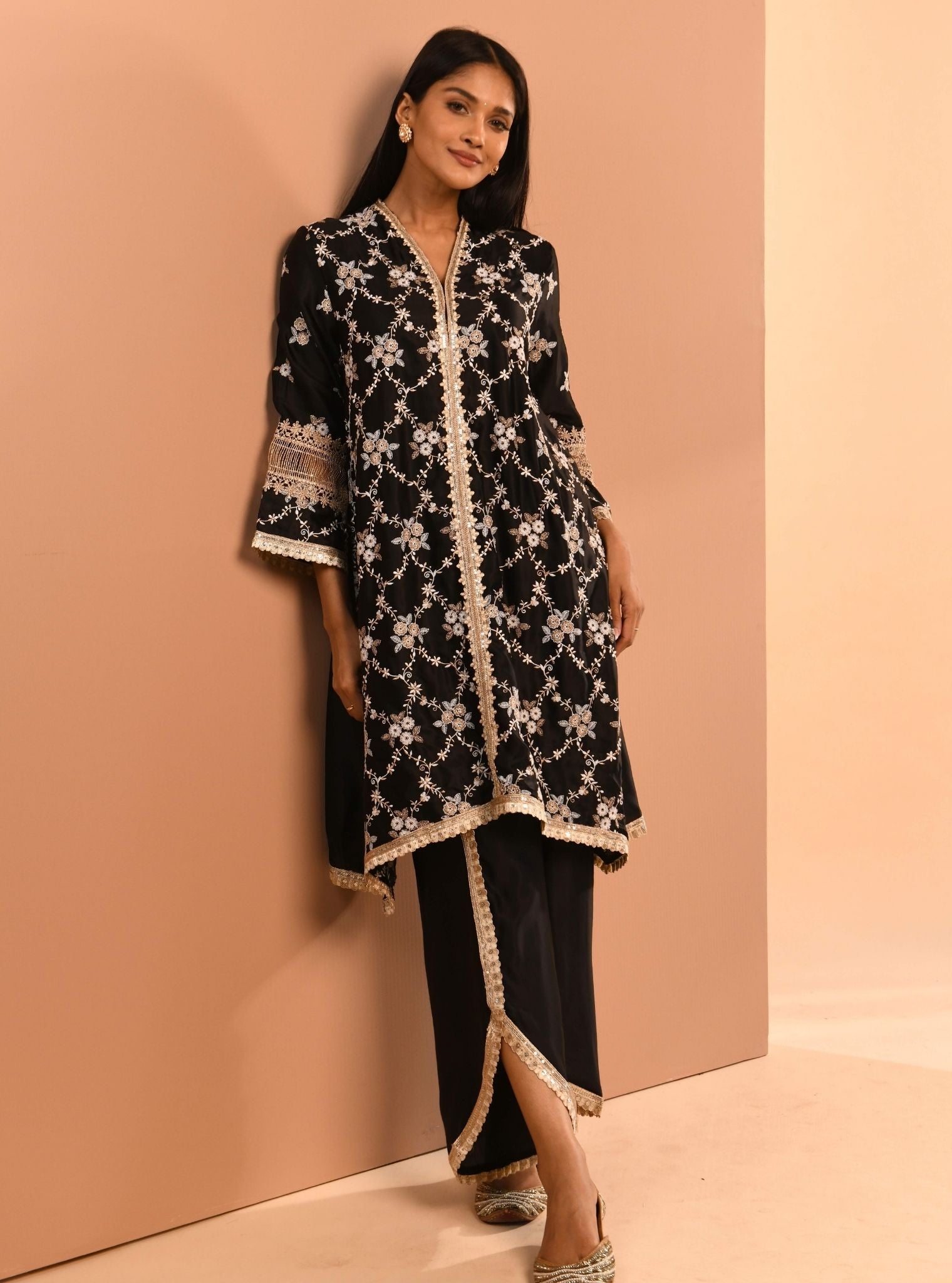 Dvija Cupro Black Kurta Set