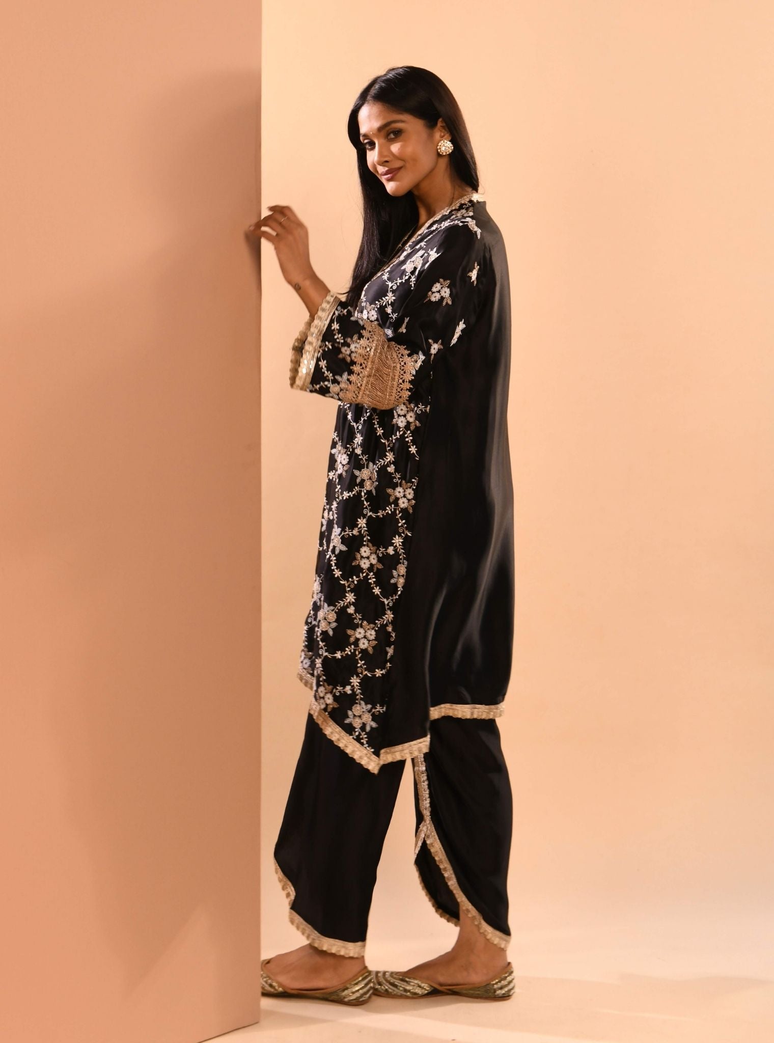 Dvija Cupro Black Kurta Set