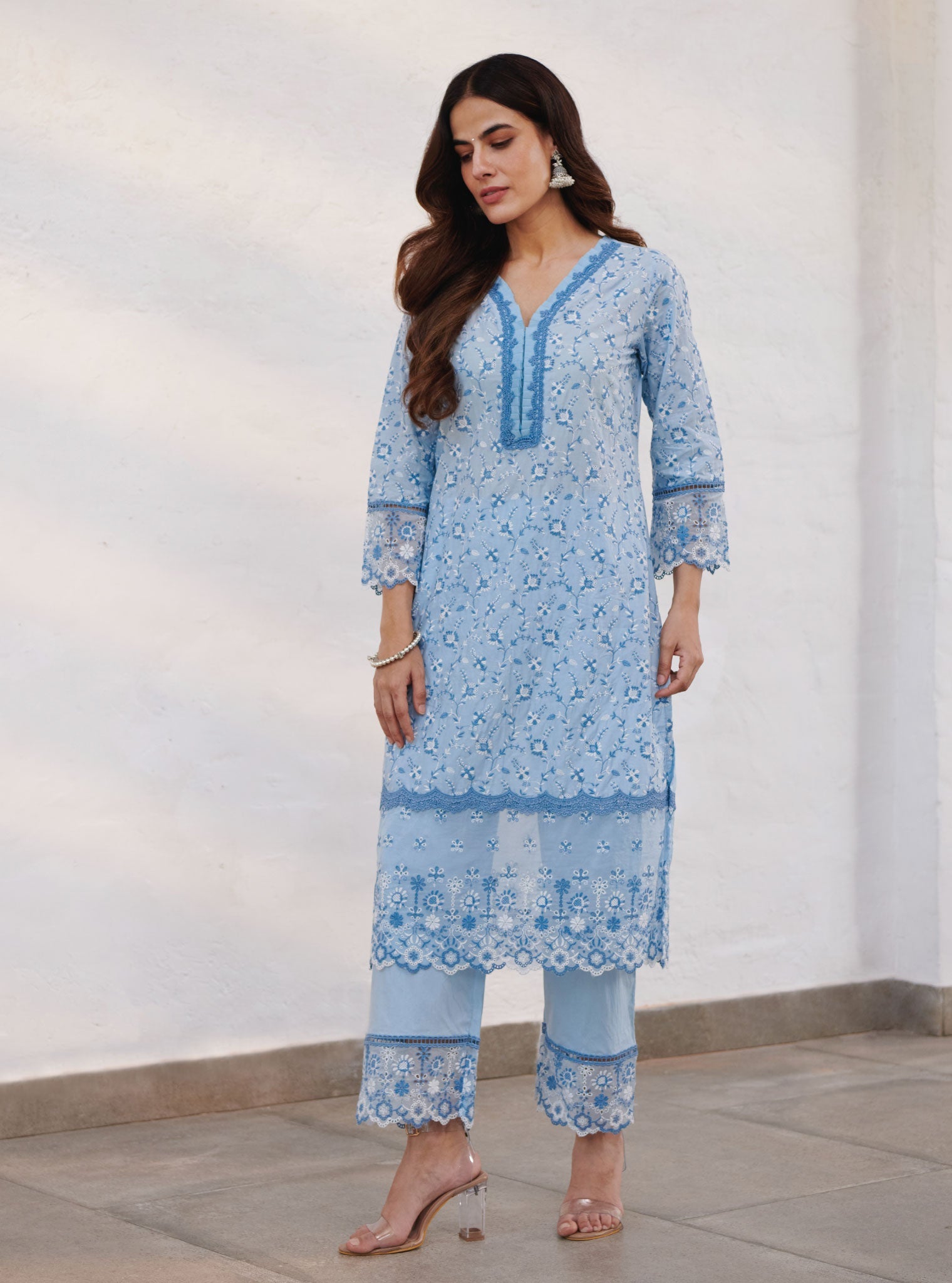 Trent Supima Cotton Blue Kurta Set