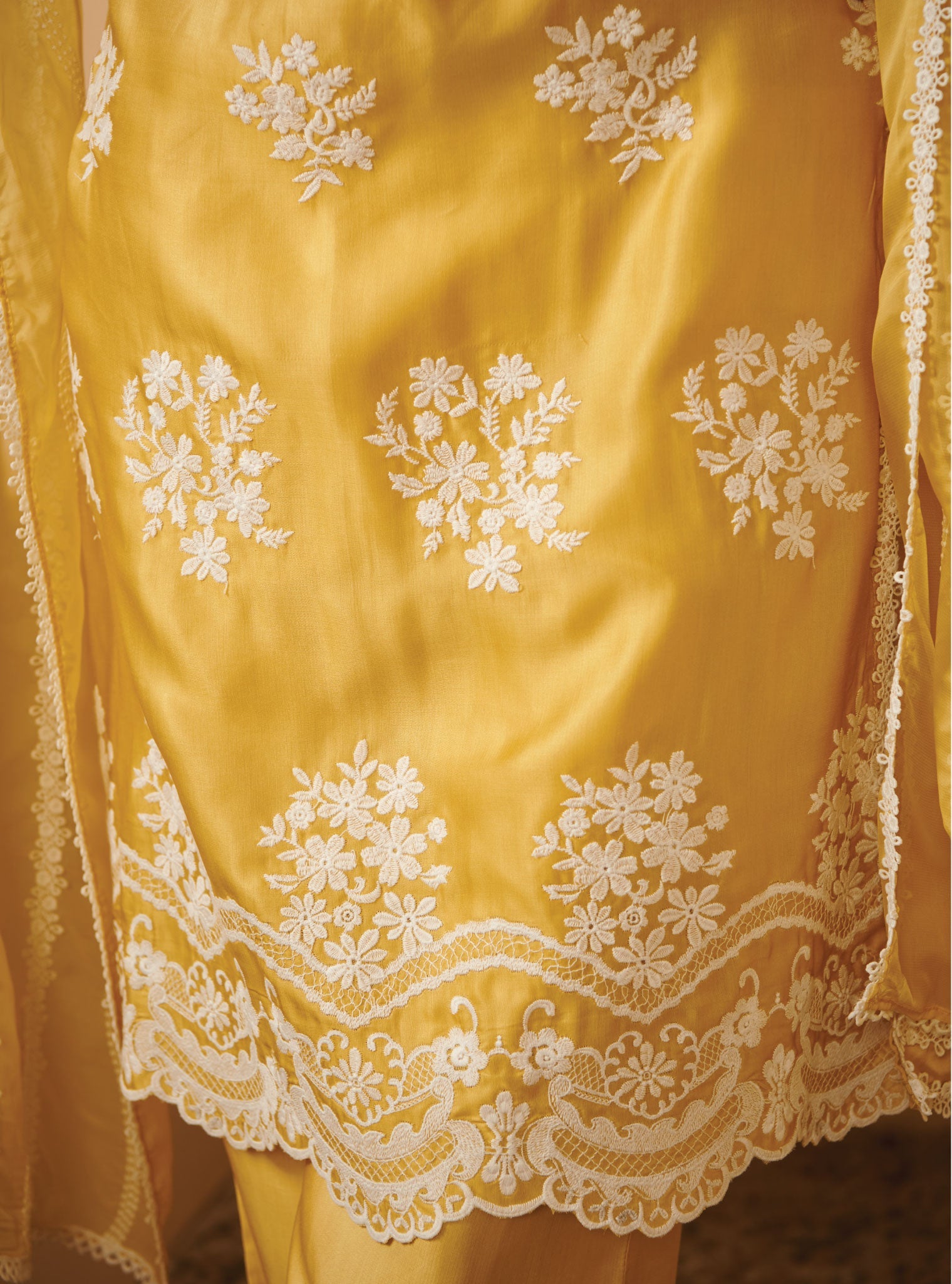 Nitha Supima Cotton Silk Yellow Kurta Set
