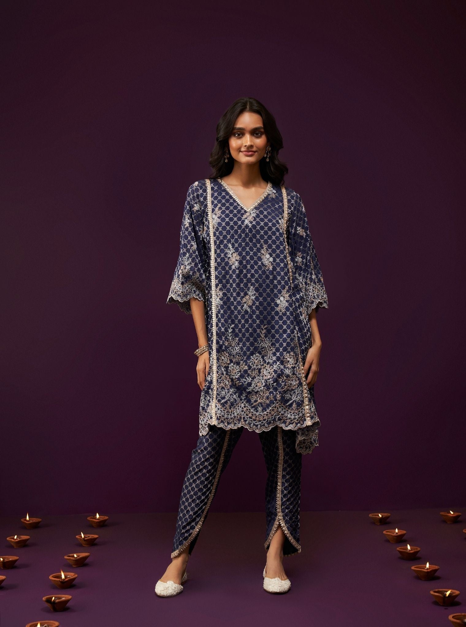 Giacinta Banarsi Navy Kurta Set