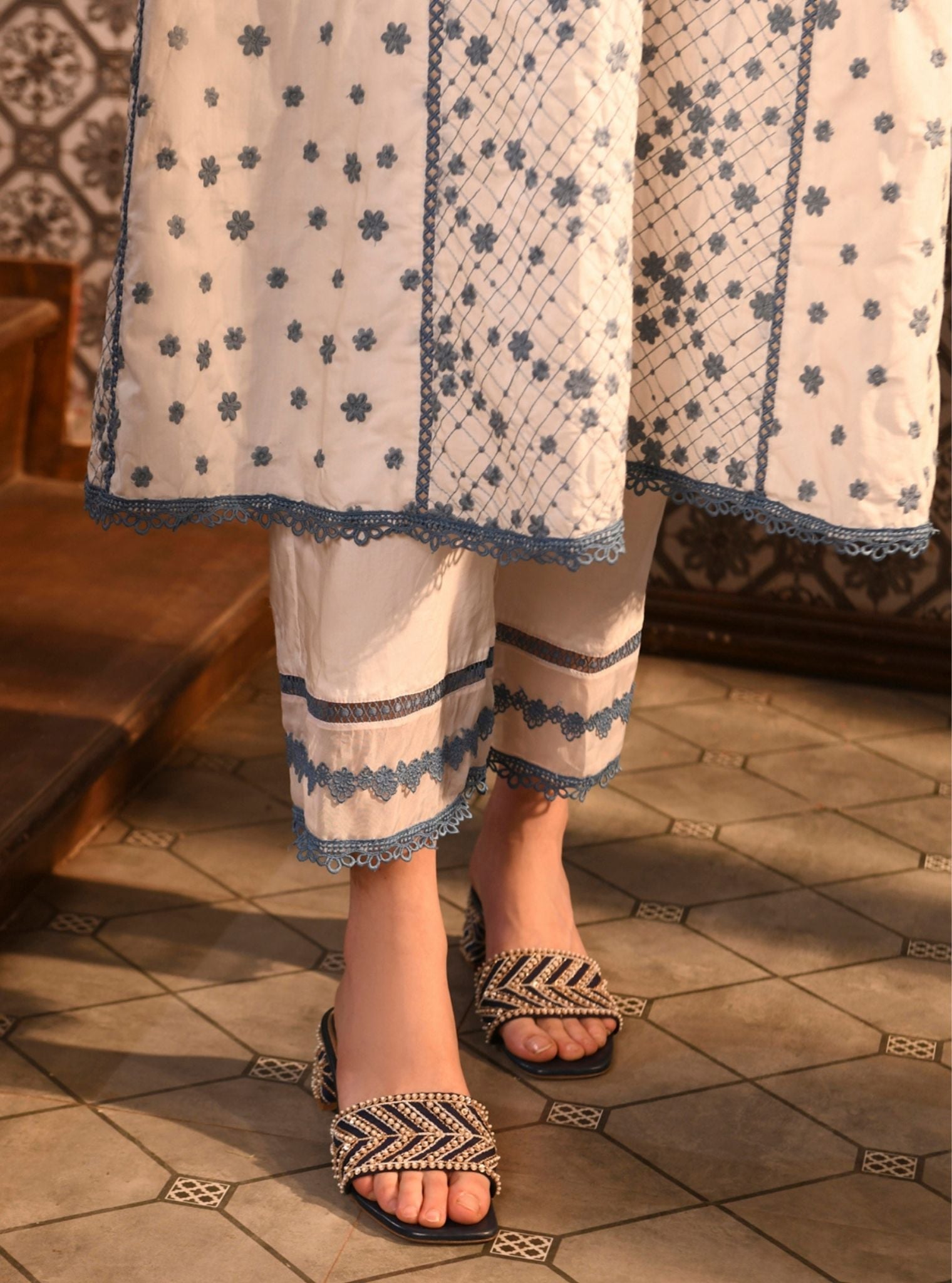 Kishi Supima Cotton White Kurta Set