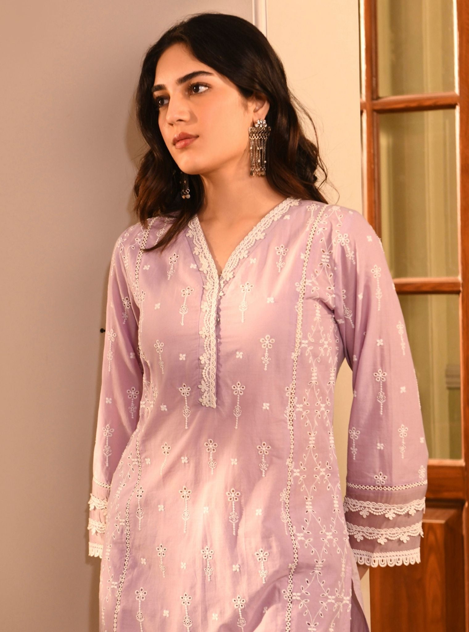 Gulnar Supima Cotton Lilac Kurta Set