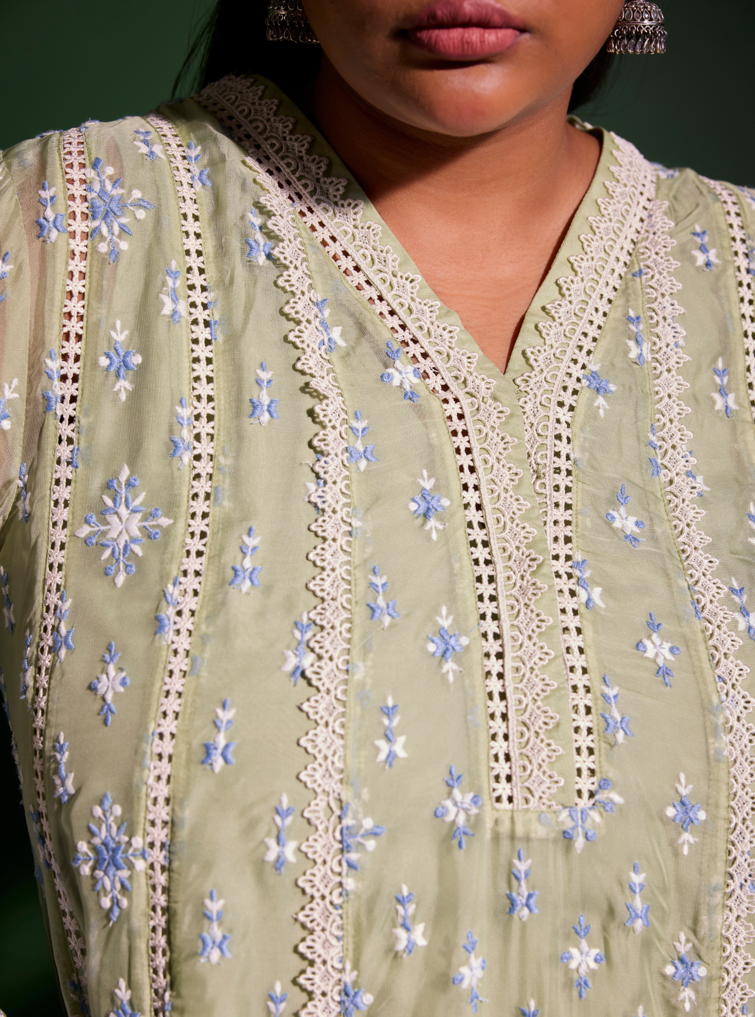 Smitha Organza Green Anarkali Kurta Set