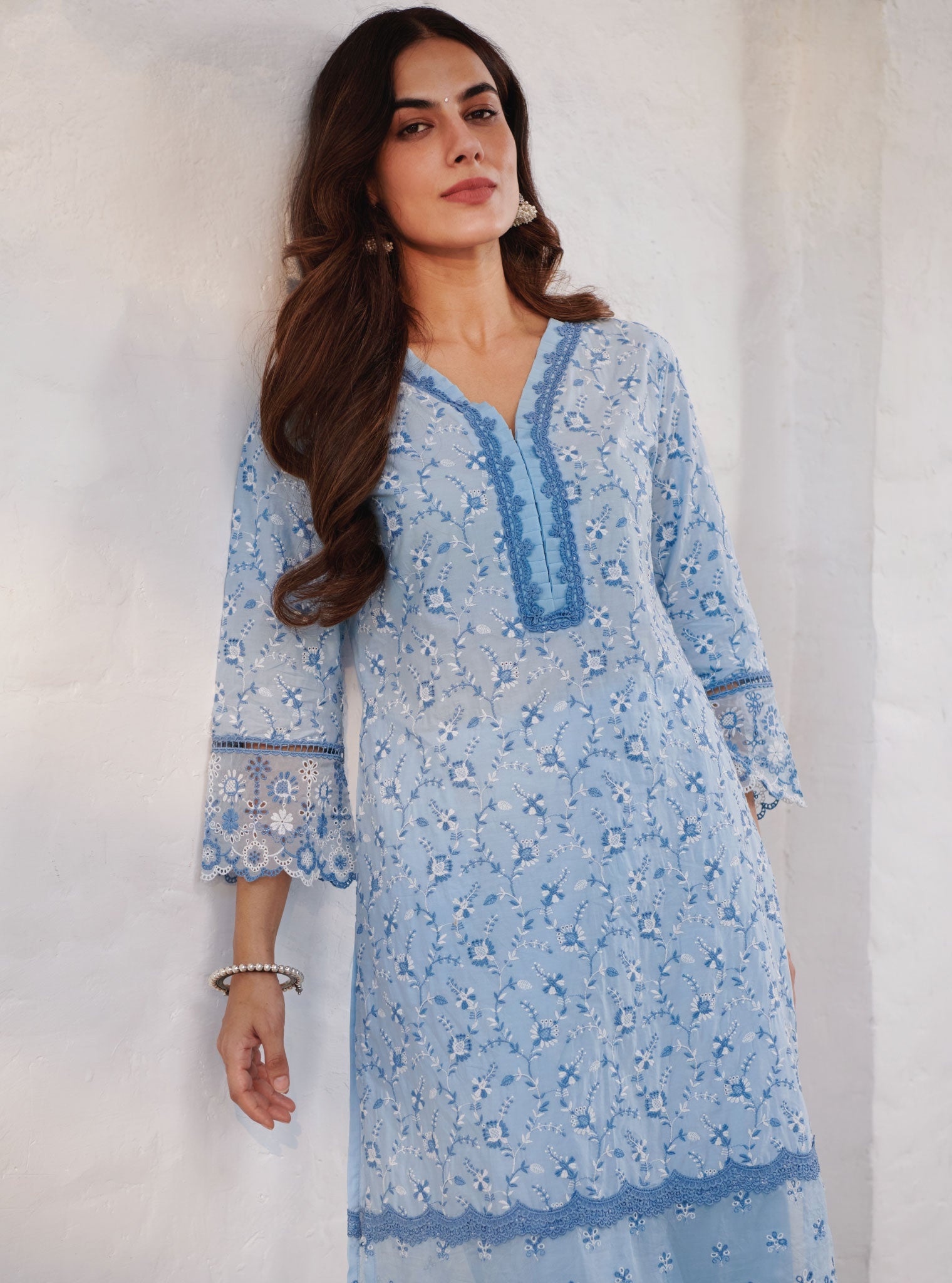 Trent Supima Cotton Blue Kurta Set
