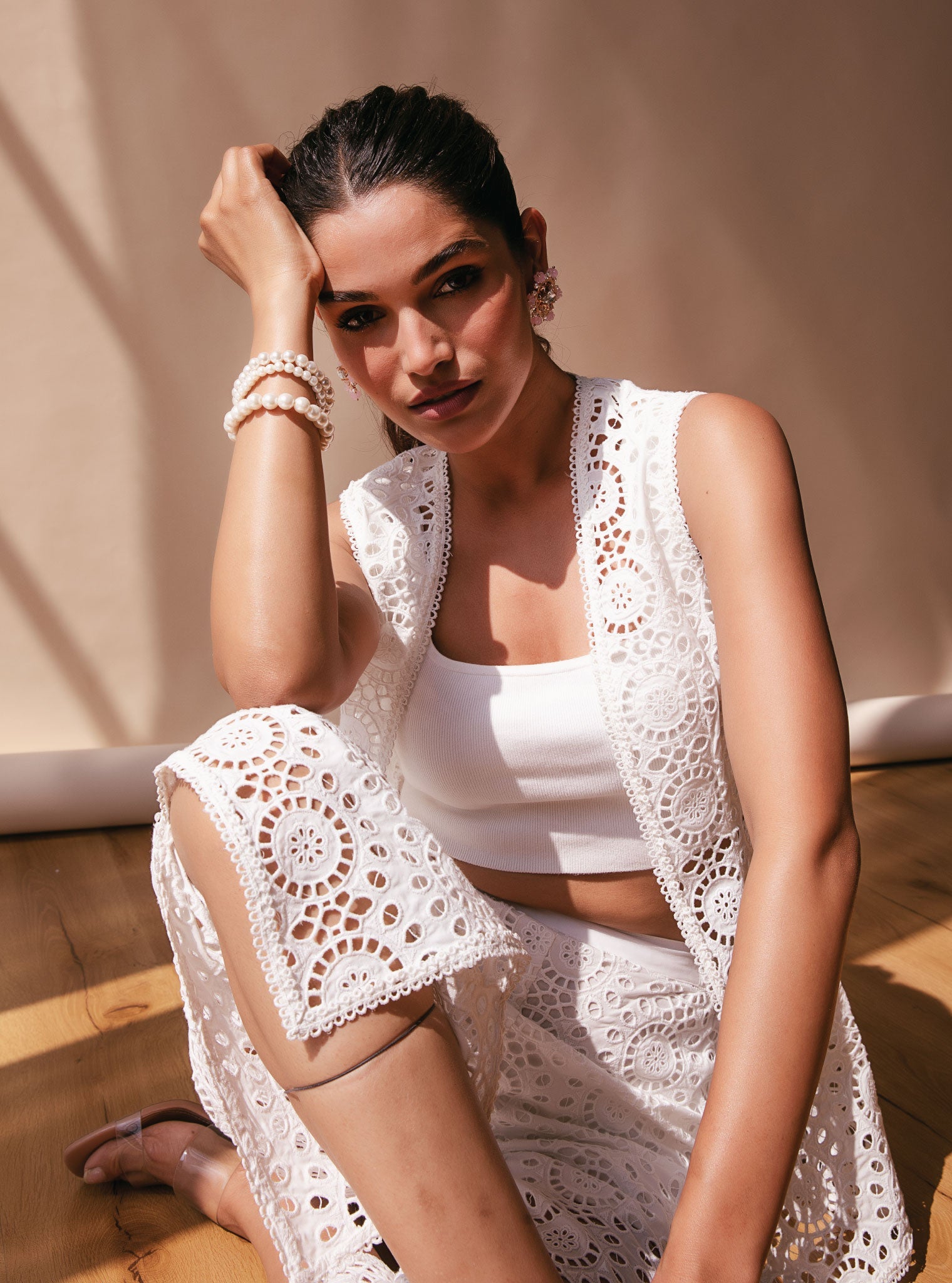 Willow Supima Cotton White Top with Pant Set