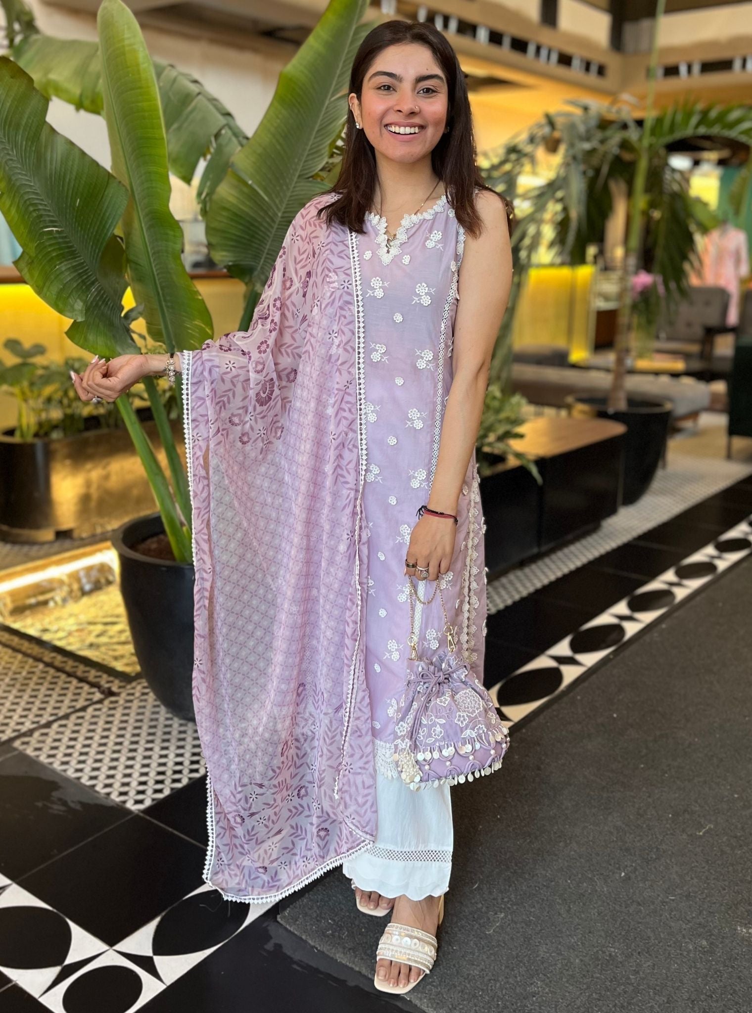 Meha Supima Cotton Lilac Kurta Set