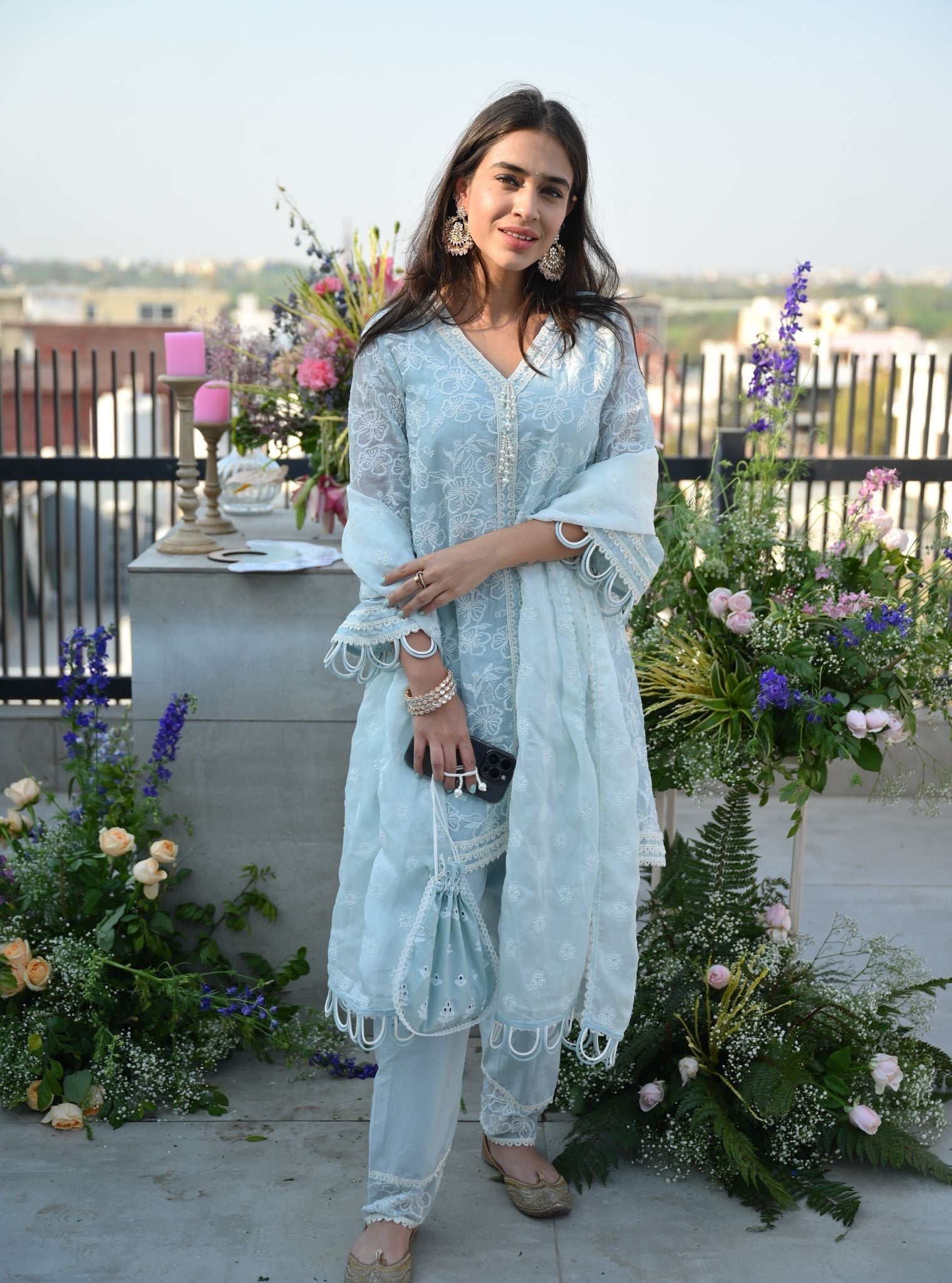 Alma Organza Light Blue Kurta Set