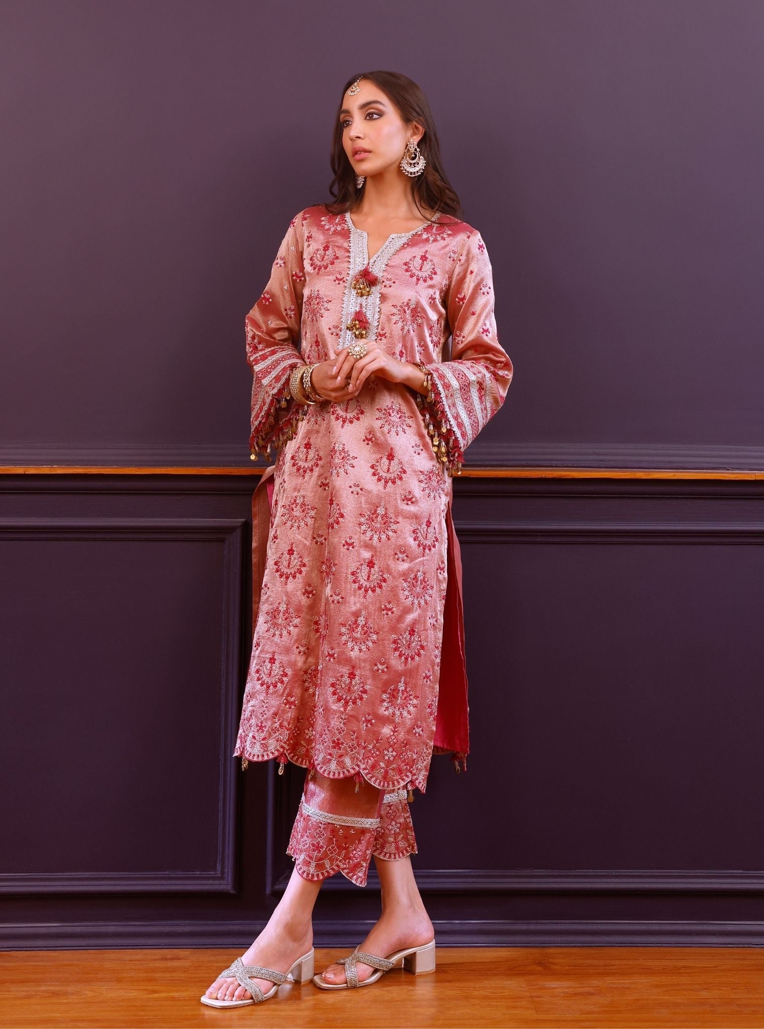 Amie Tissue Fuschia Kurta Set