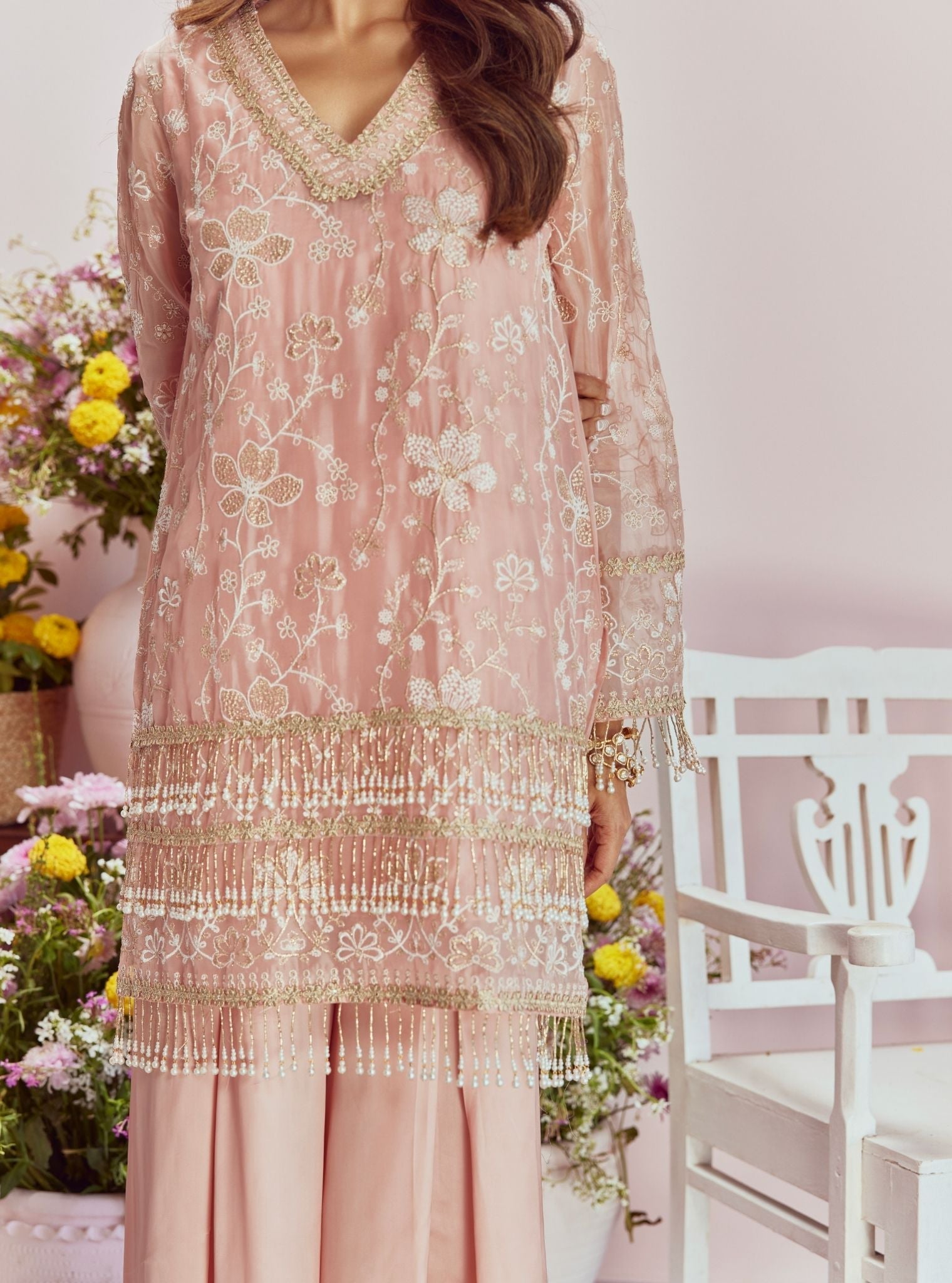 Raag Organza Pink Kurta Set