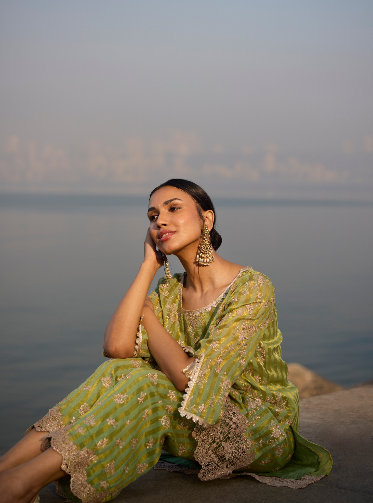 Paheri Banarsi Green Kurta Set