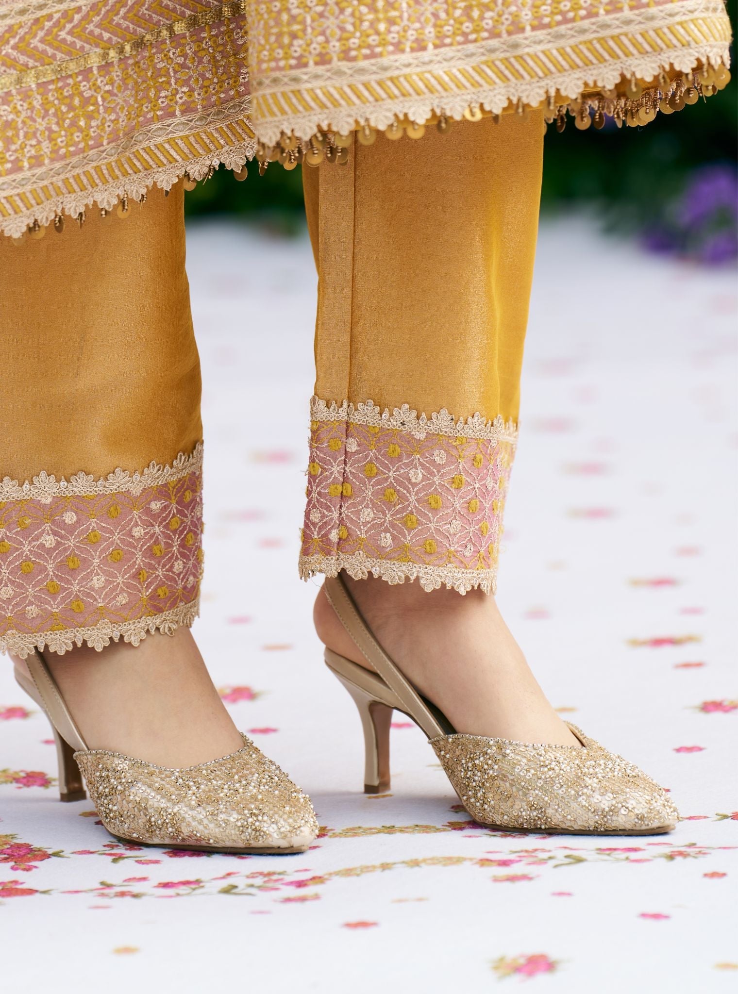Naira Antique Gold Vegan Pointy Heel