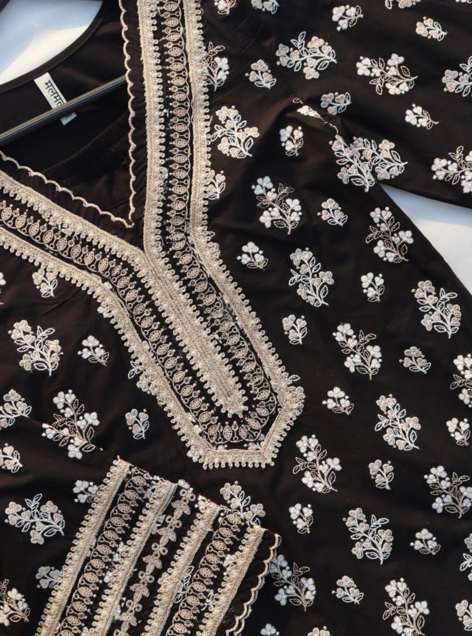 Abria Supima Cotton Black Kurta with Dhoti Pant Set