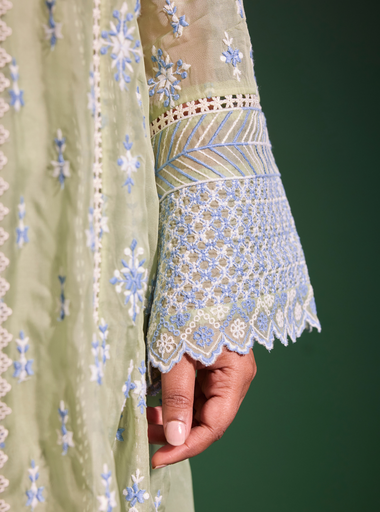 Smitha Organza Green Anarkali Kurta Set