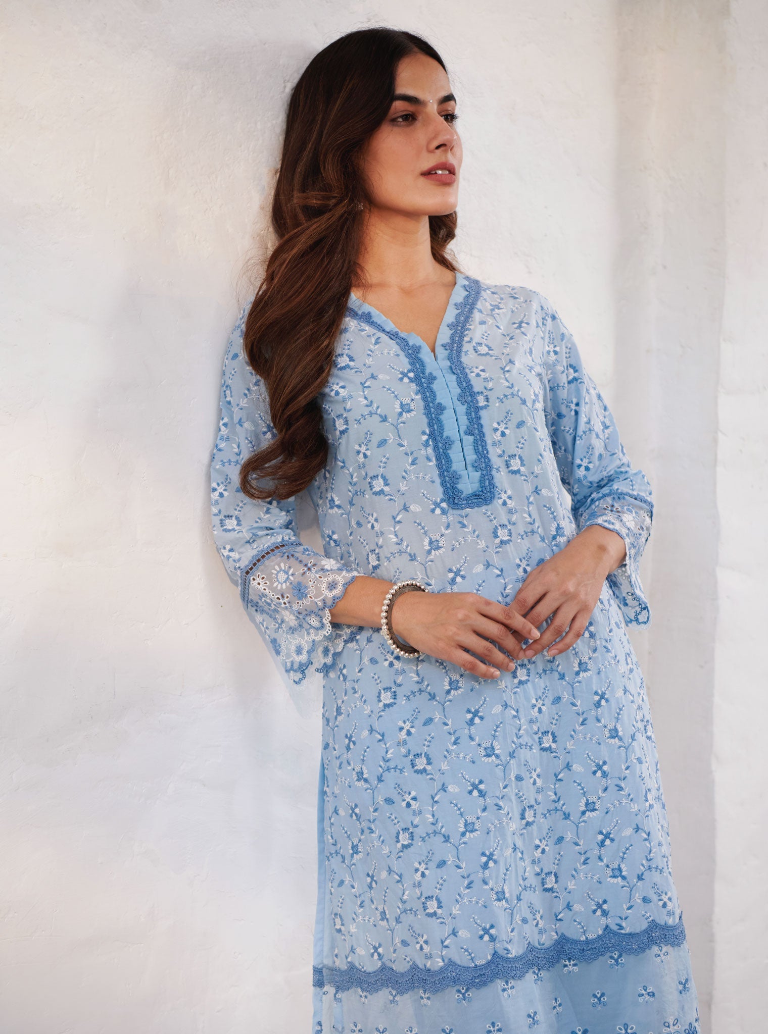 Trent Supima Cotton Blue Kurta Set