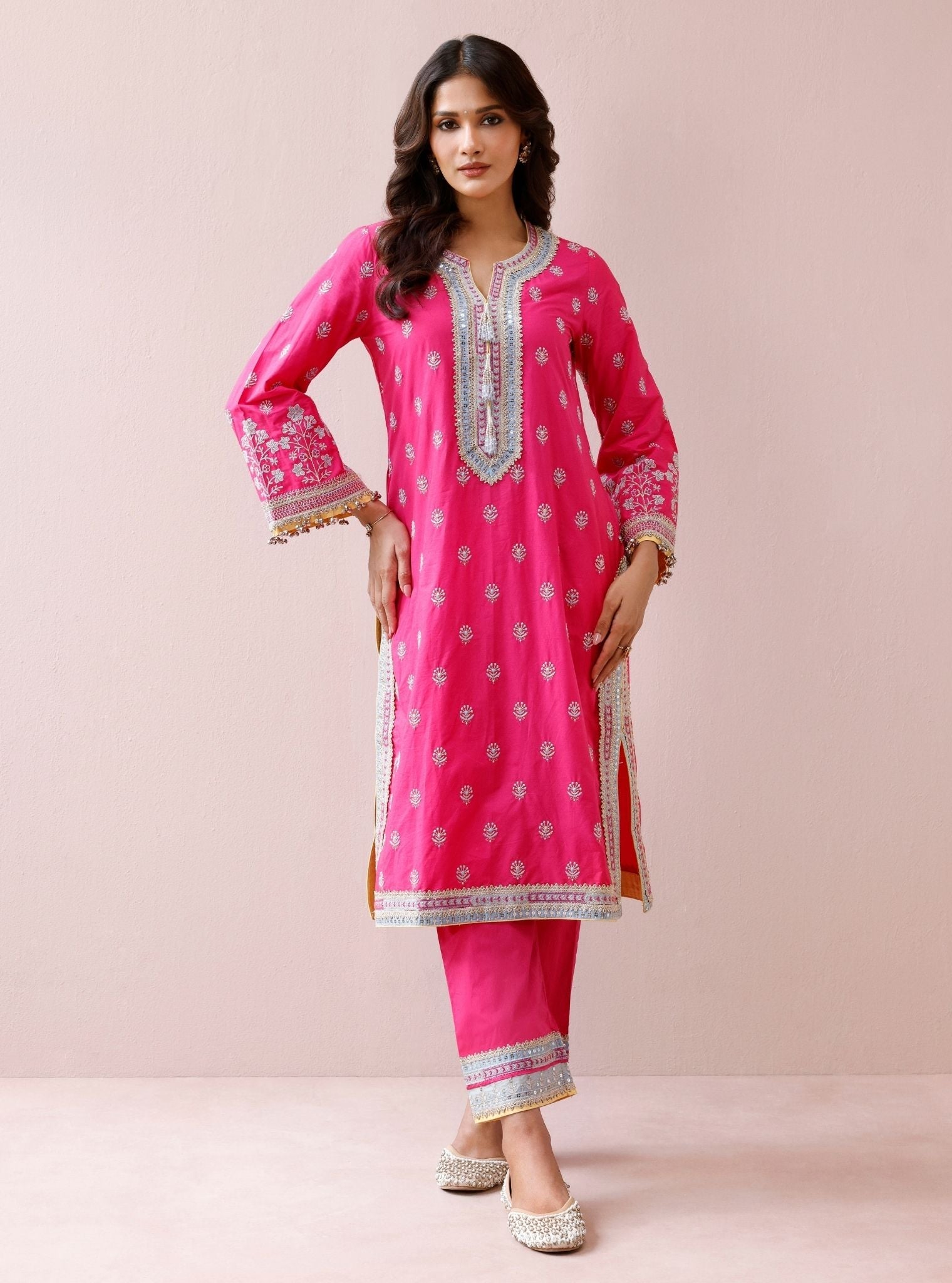 Misa Supima Cotton Fuchsia Kurta Set