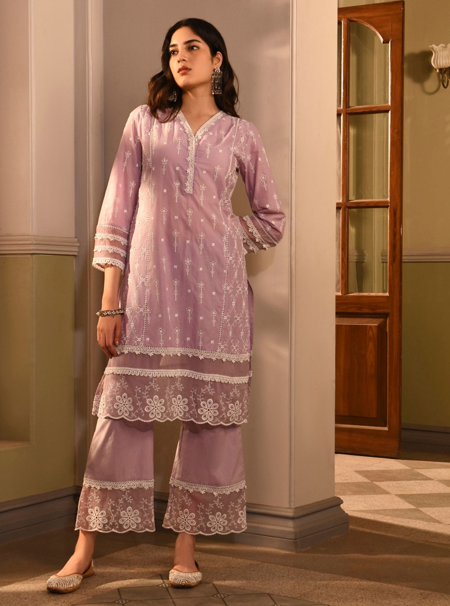 Gulnar Supima Cotton Lilac Kurta Set