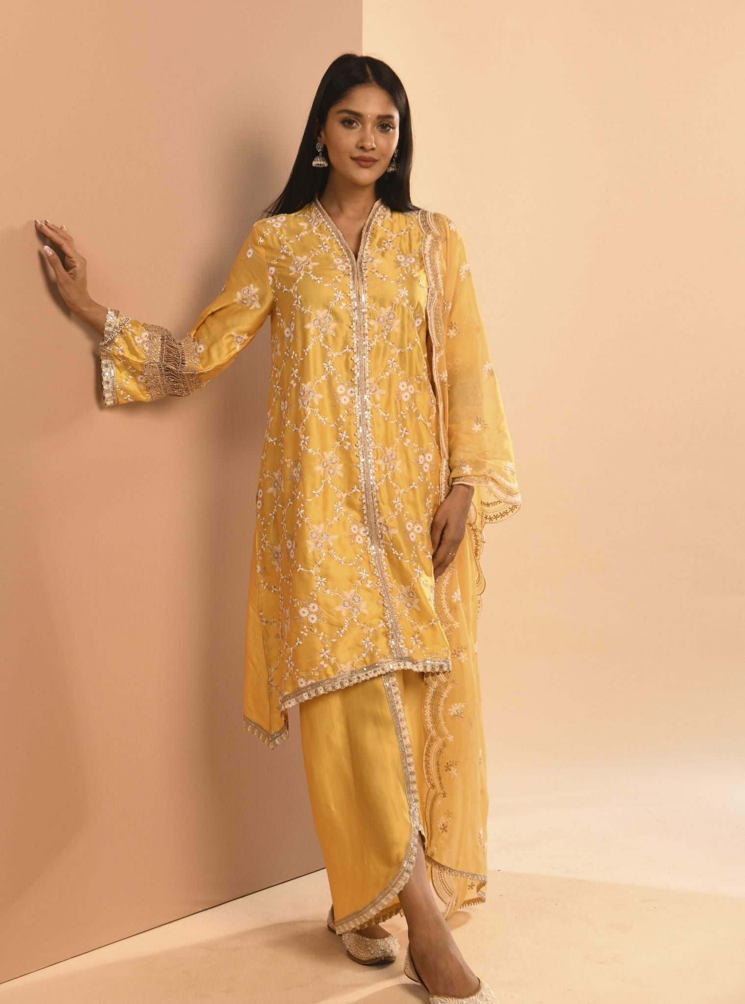 Dvija Cupro Yellow Kurta Set
