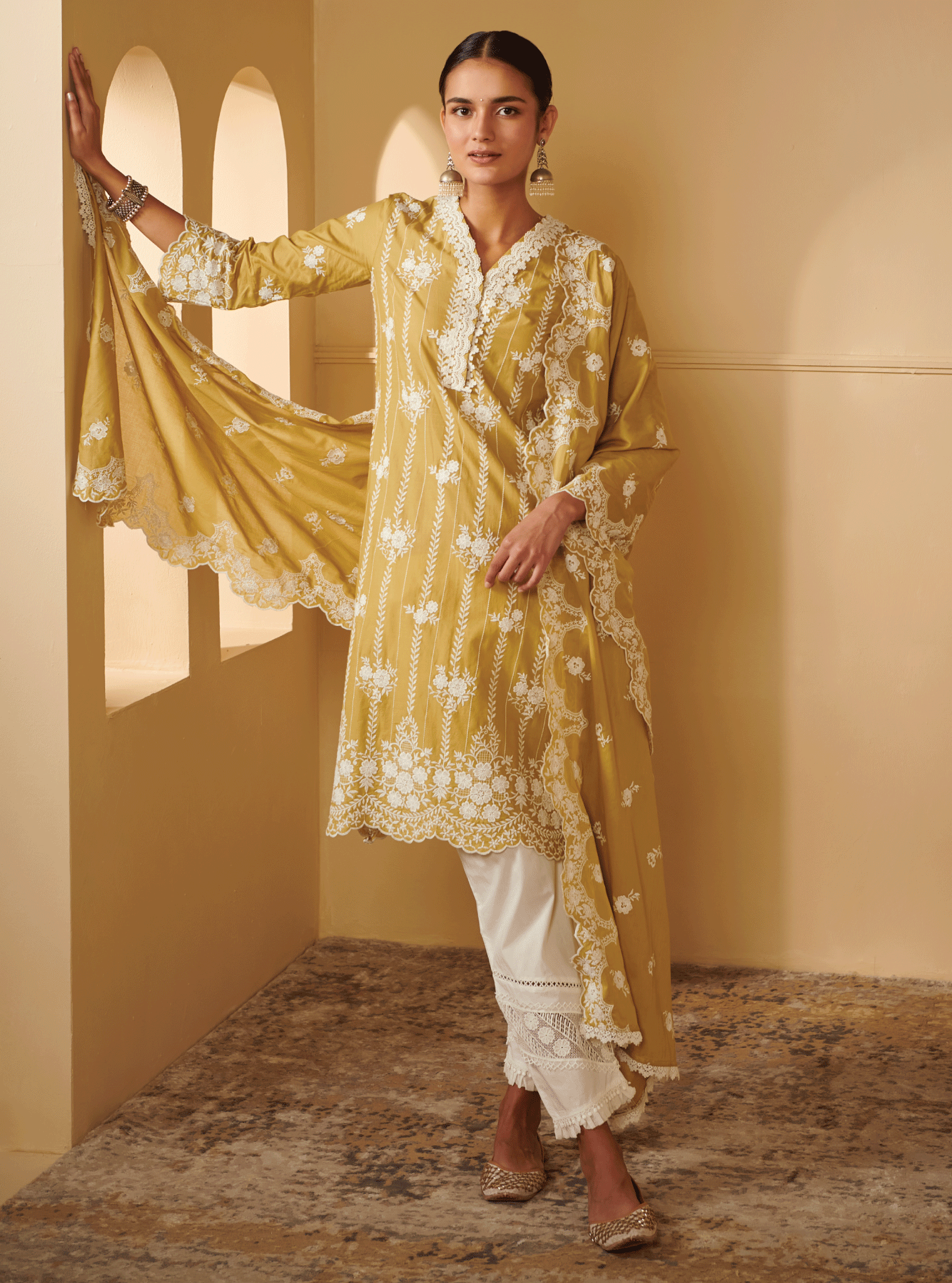 Mulmul Supima Cotton Dhansiri Green Kurta