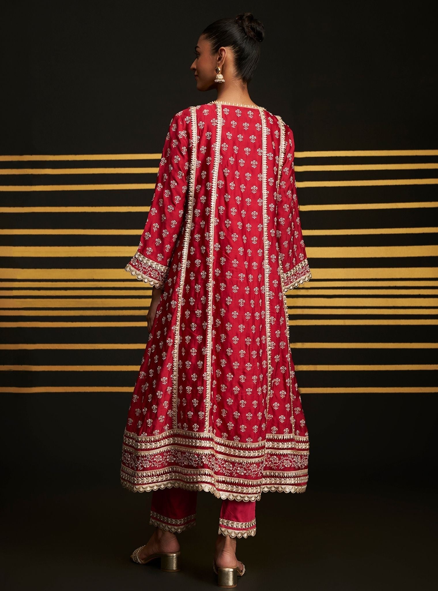 Patola Organza Satin Fuchsia Anarkali Kurta Set