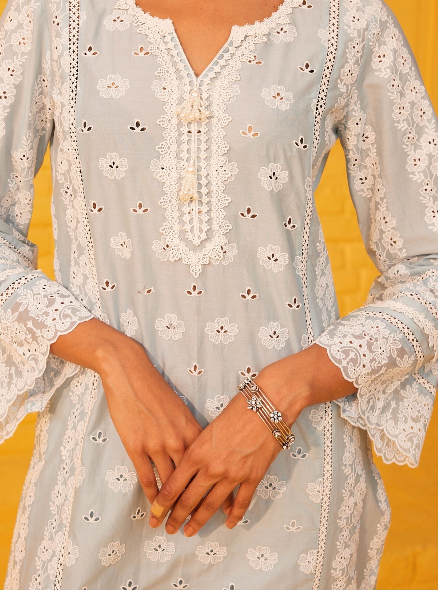 Tamaya Supima Cotton Light Blue Kurta Set