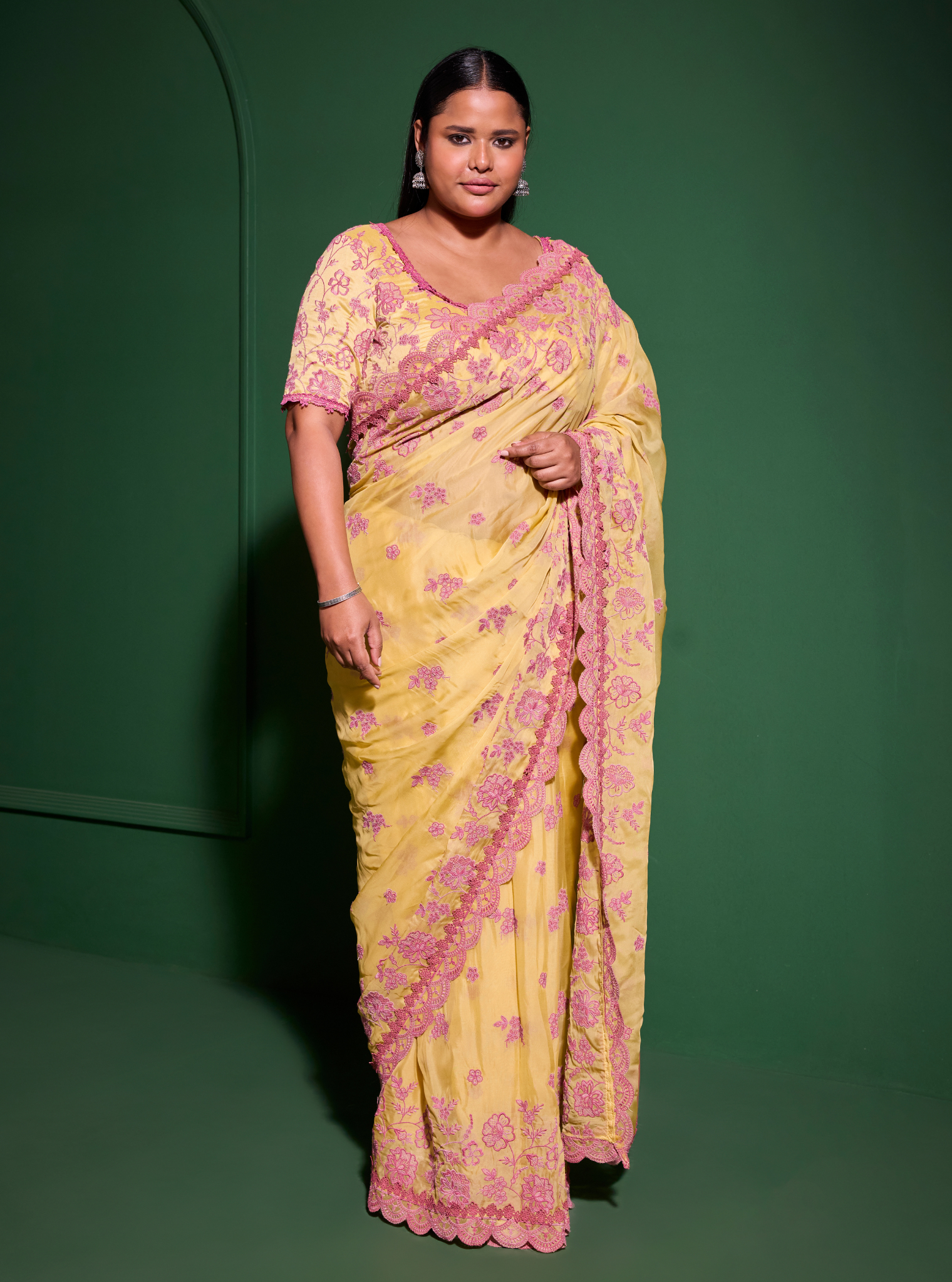 Chia Organza Yellow Saree