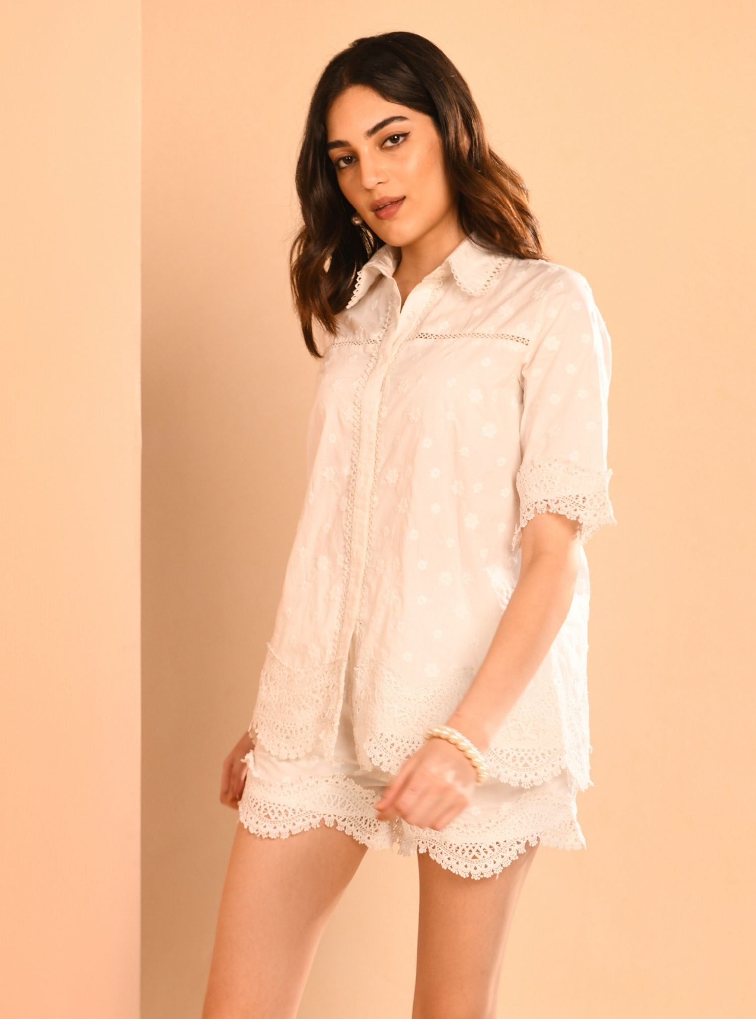 Zain Supima Cotton White Co-ord Set