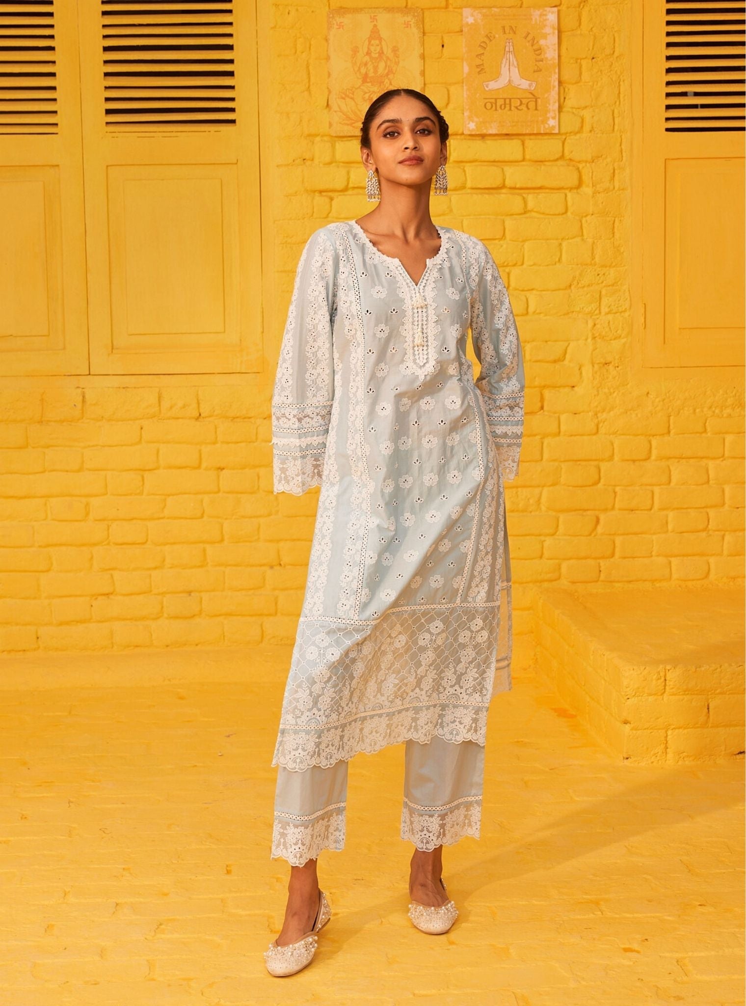 Tamaya Supima Cotton Light Blue Kurta Set