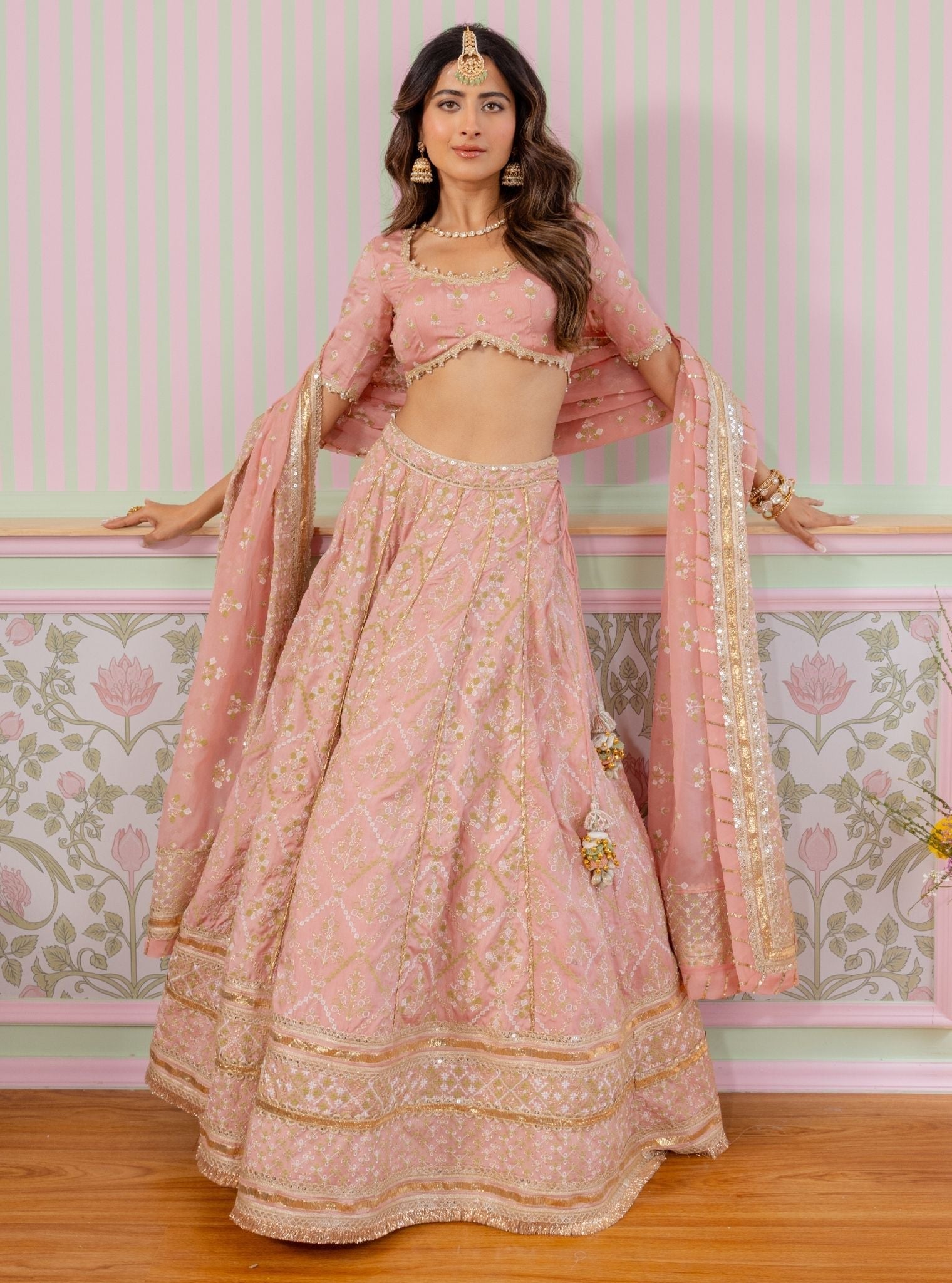 Anton Bemberg Silk Pink Lehenga