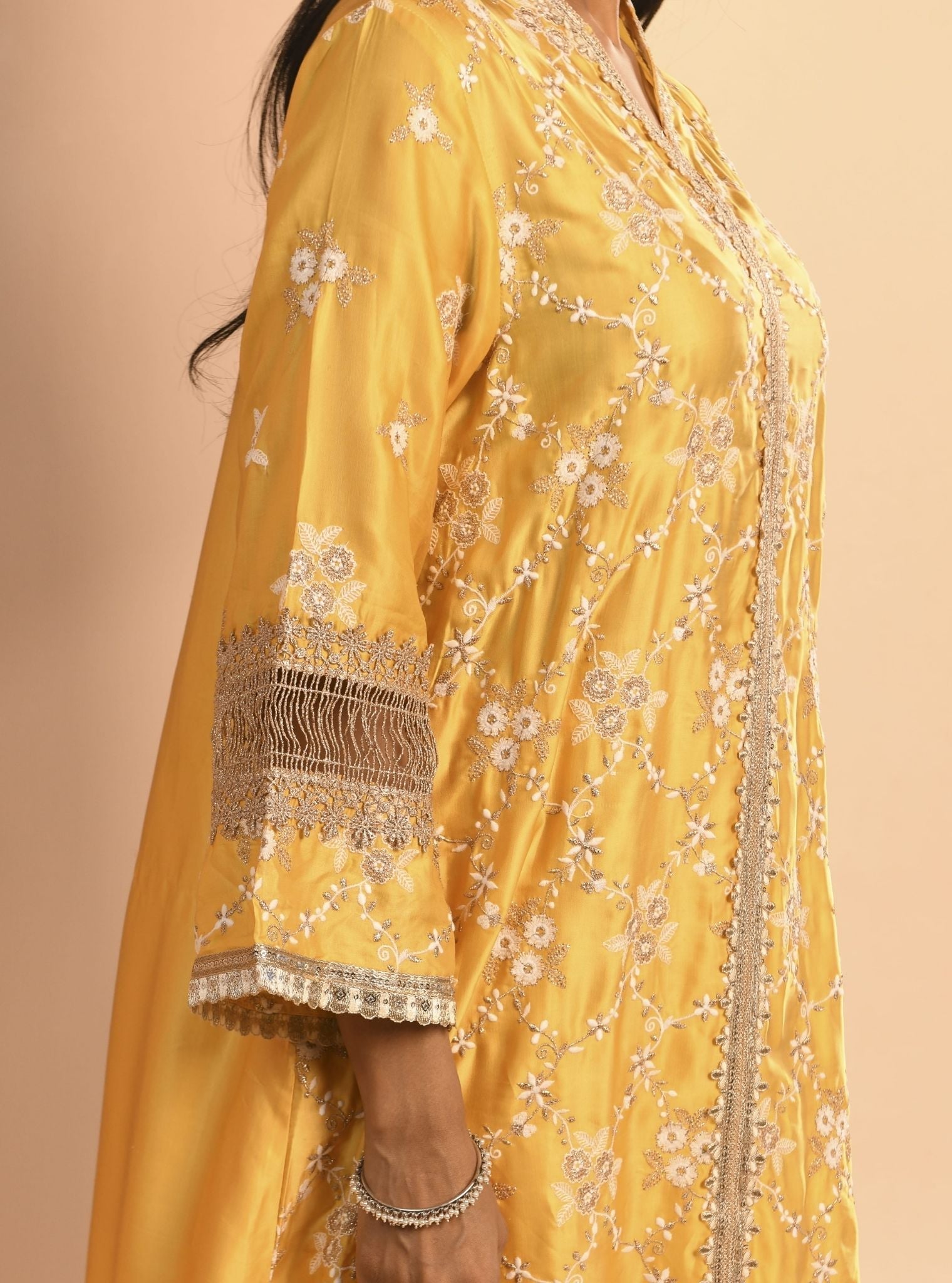 Dvija Cupro Yellow Kurta Set