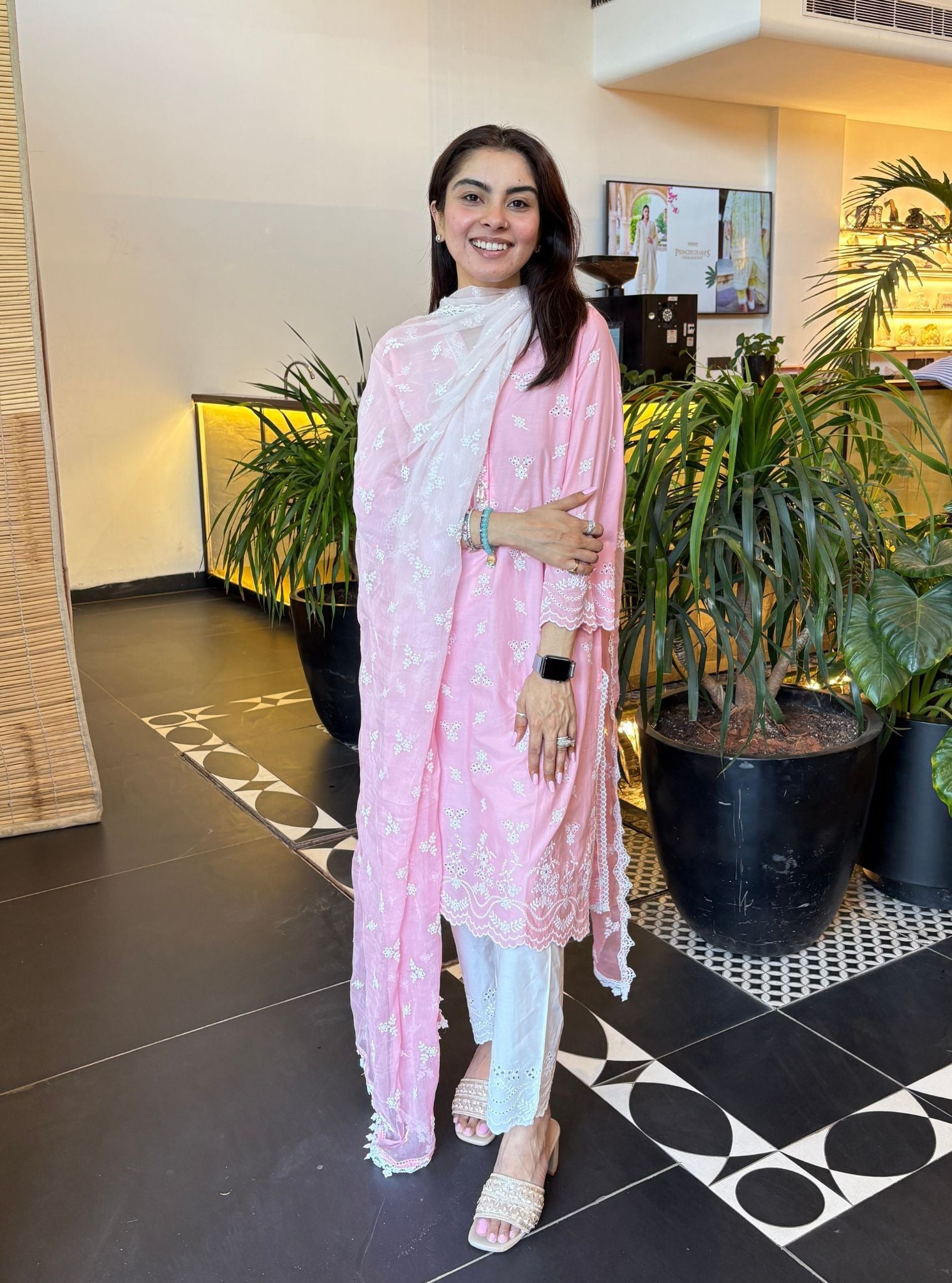 Satari Supima Cotton Pink Kurta Set