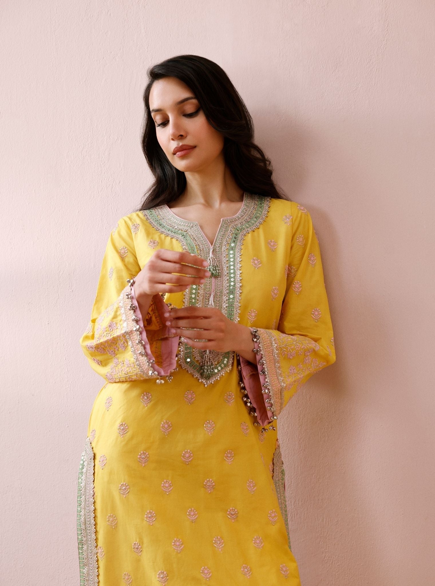 Misa Supima Cotton Yellow Kurta Set