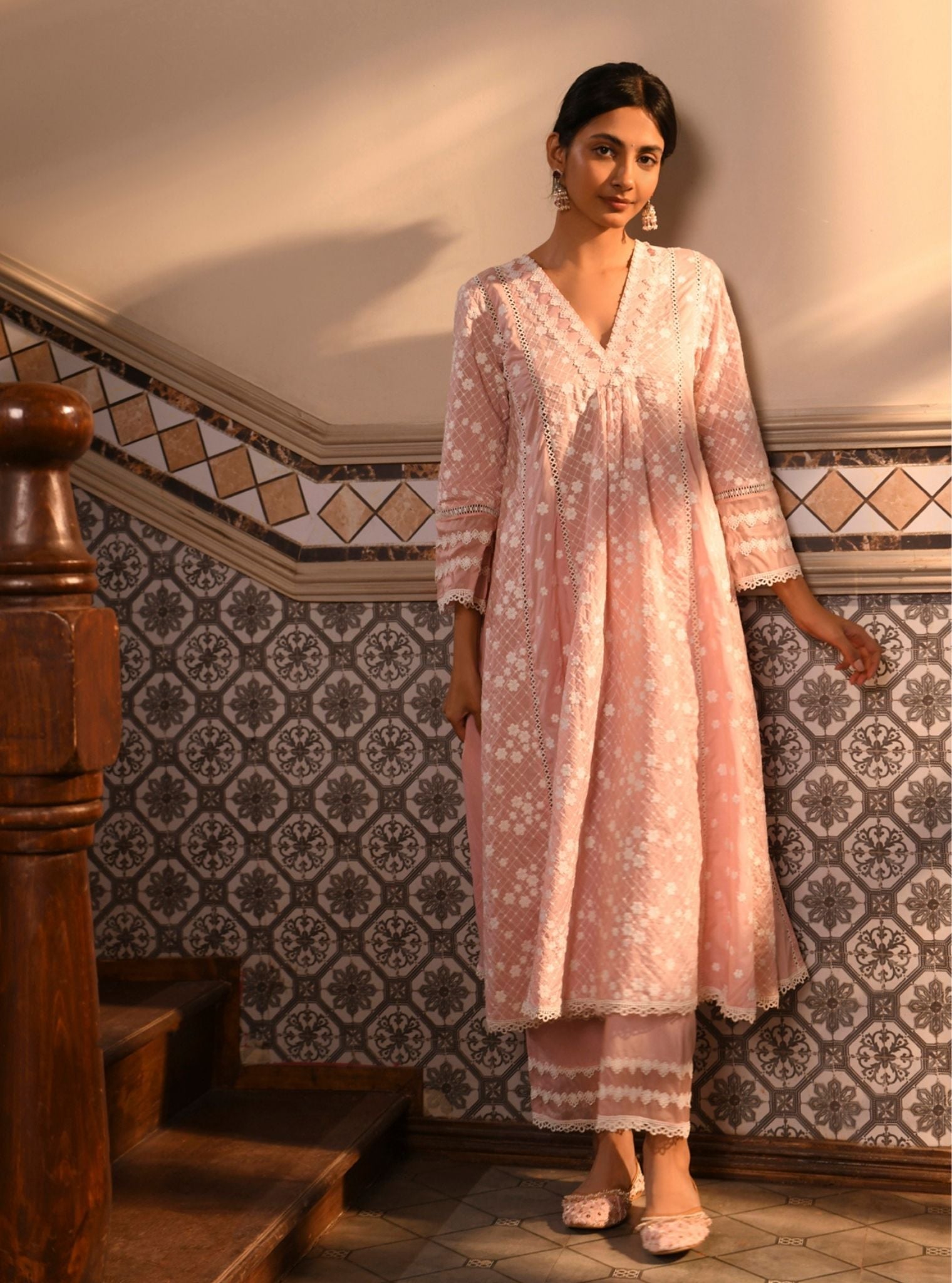 Kishi Supima Cotton Light Pink Kurta Set