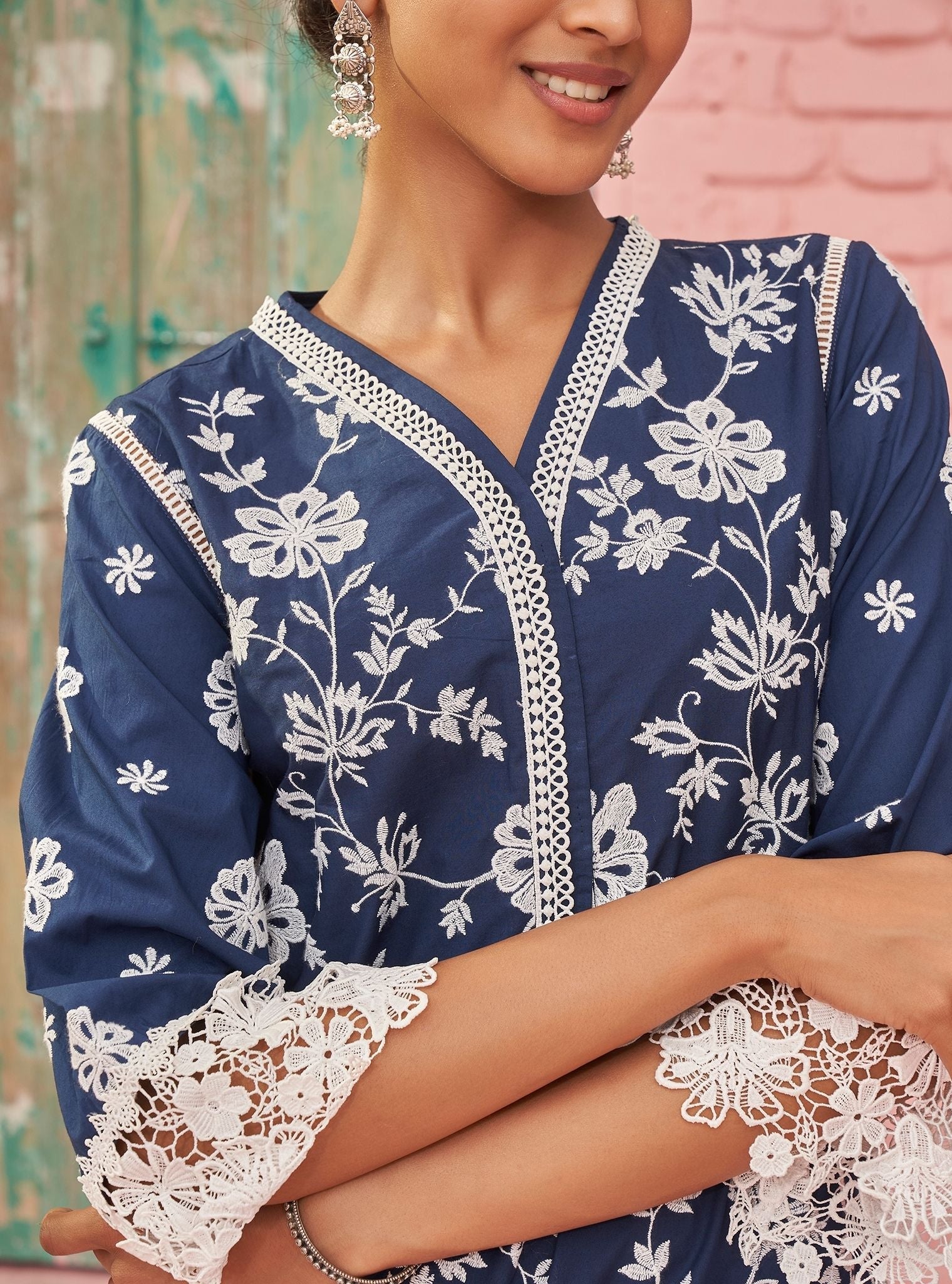 Roli Supima Cotton Navy Kurta Set