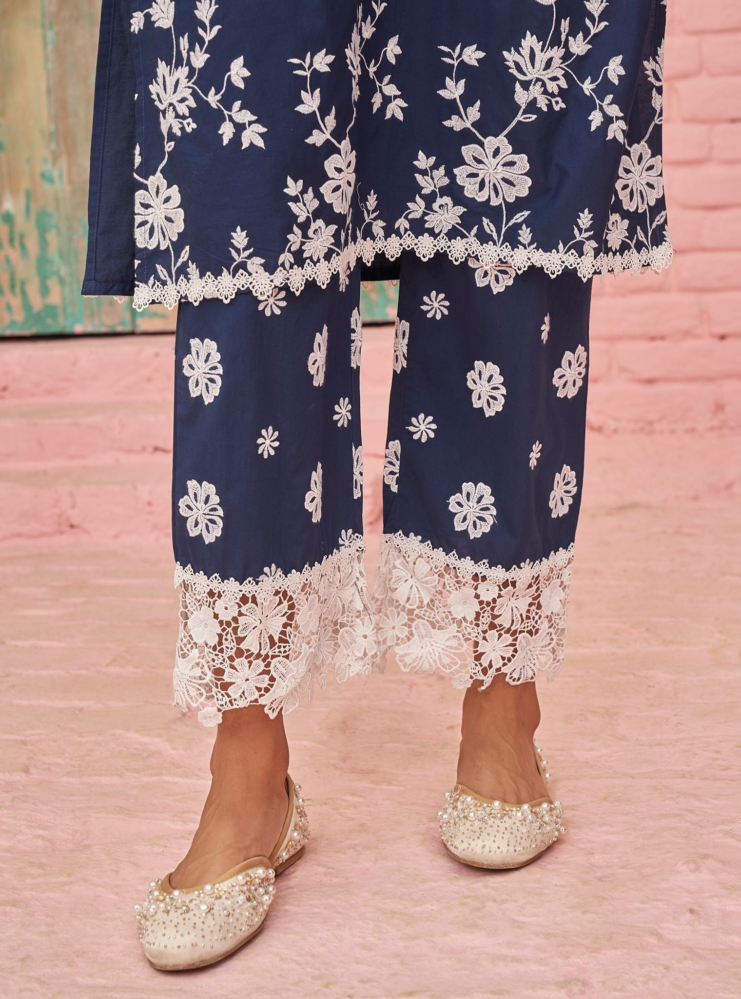 Roli Supima Cotton Navy Kurta Set