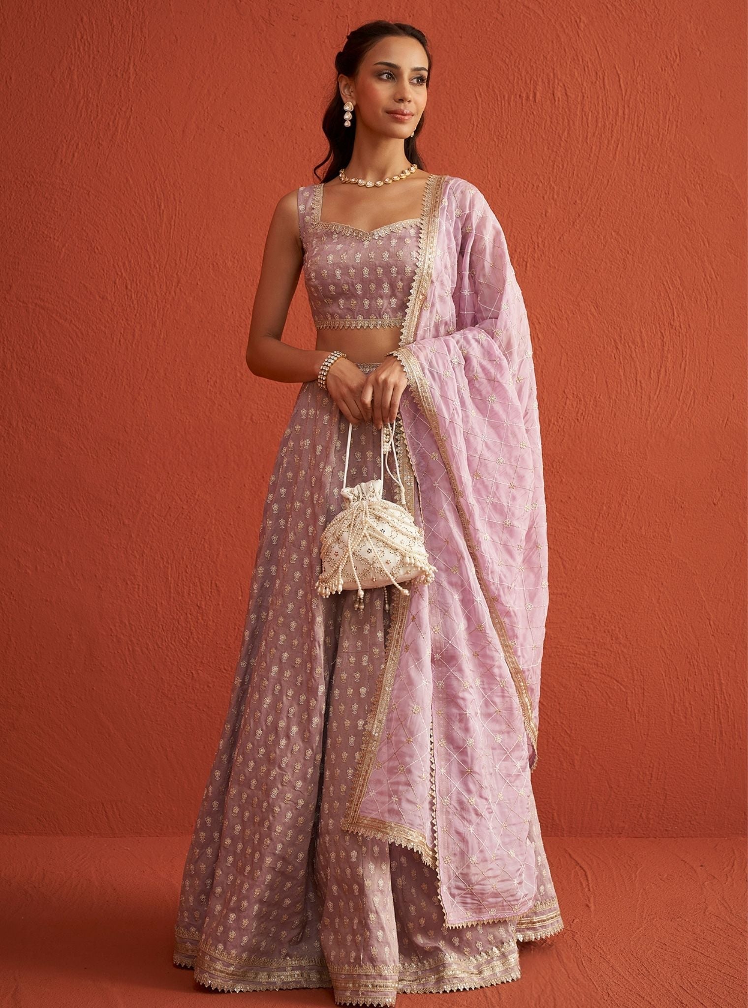 Heeriye Luxe Tissue Lilac Lehenga