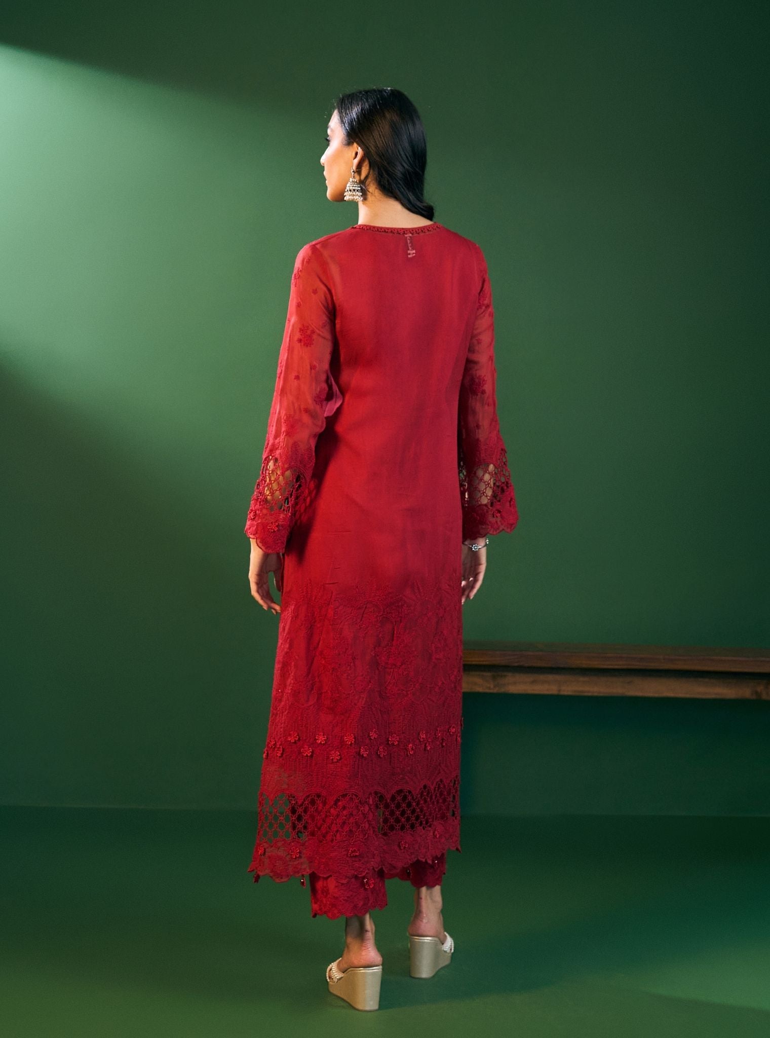 Ina Organza Red Kurta Set
