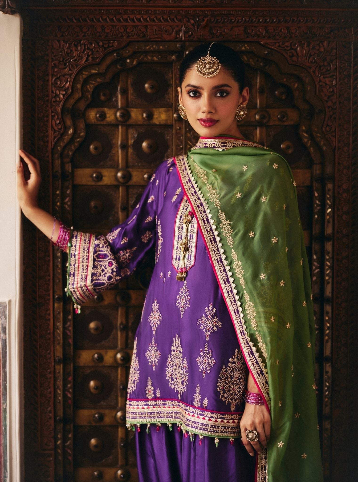 Jaani Cupro Satin Purple Kurta Set