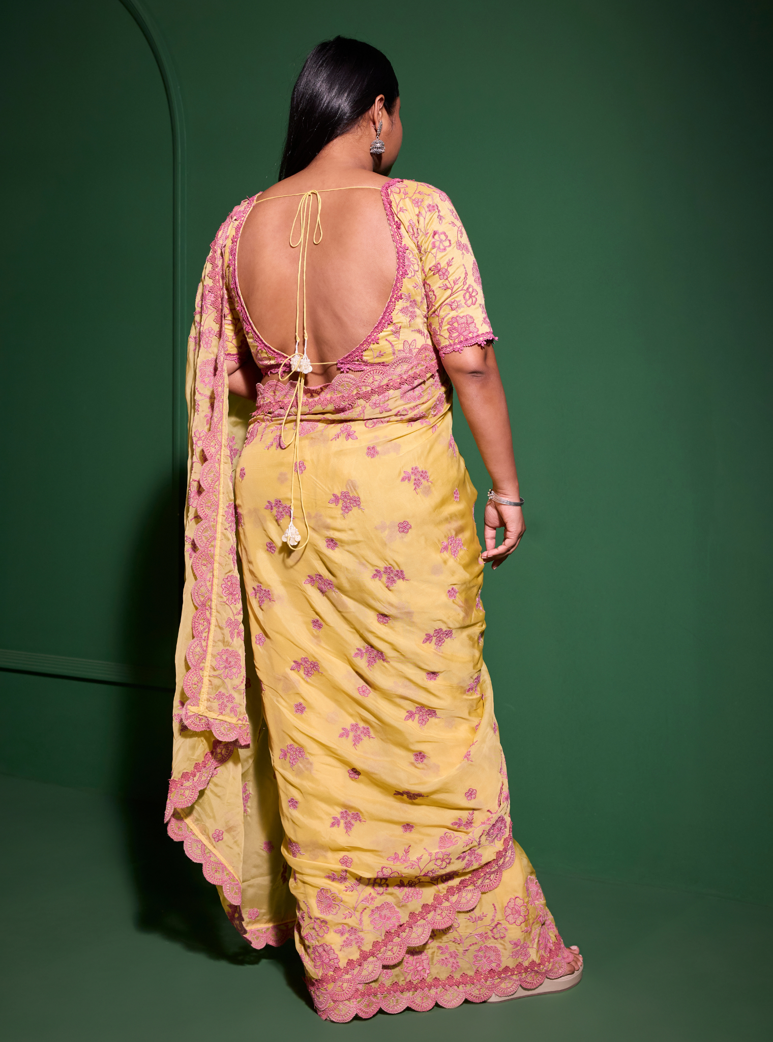 Chia Organza Yellow Saree