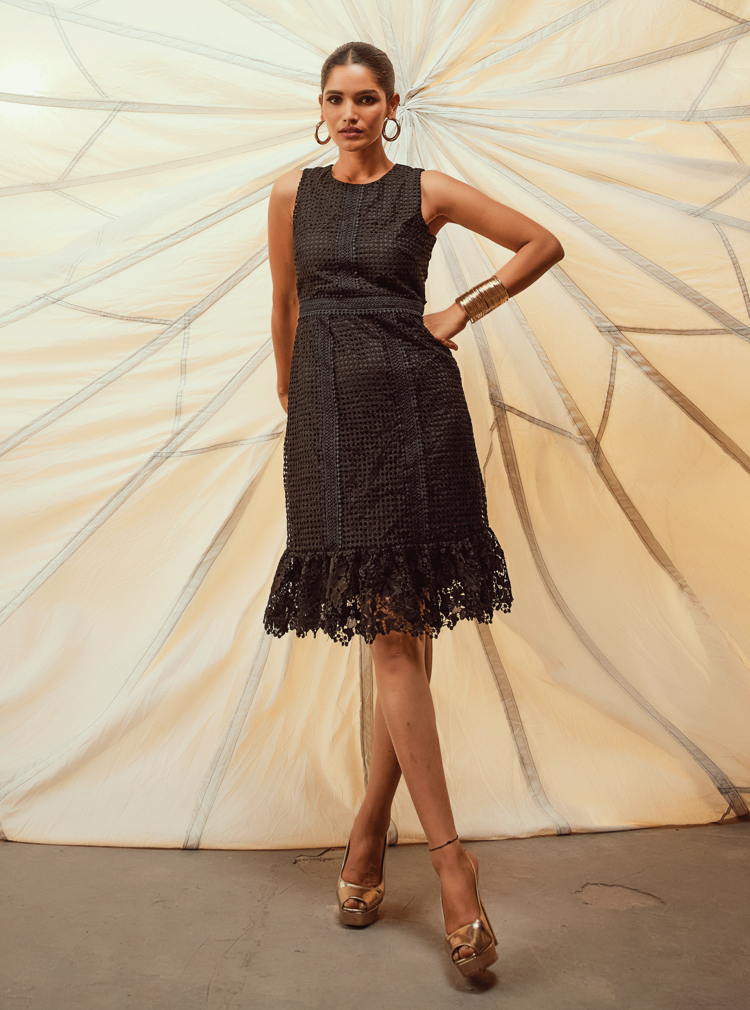 Guipure Skye Supima Cotton Black Dress