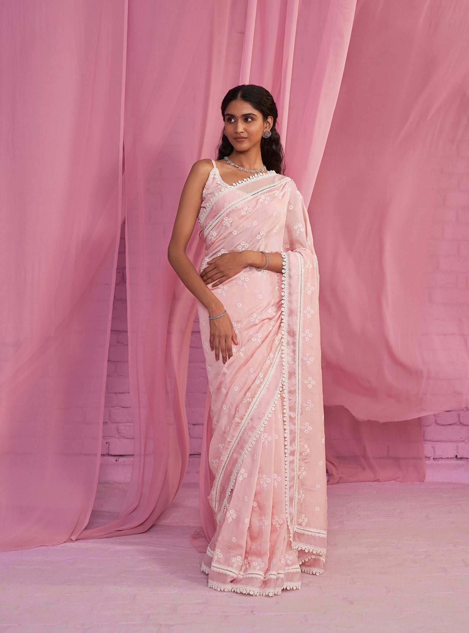 Annika Silk Light Pink Saree