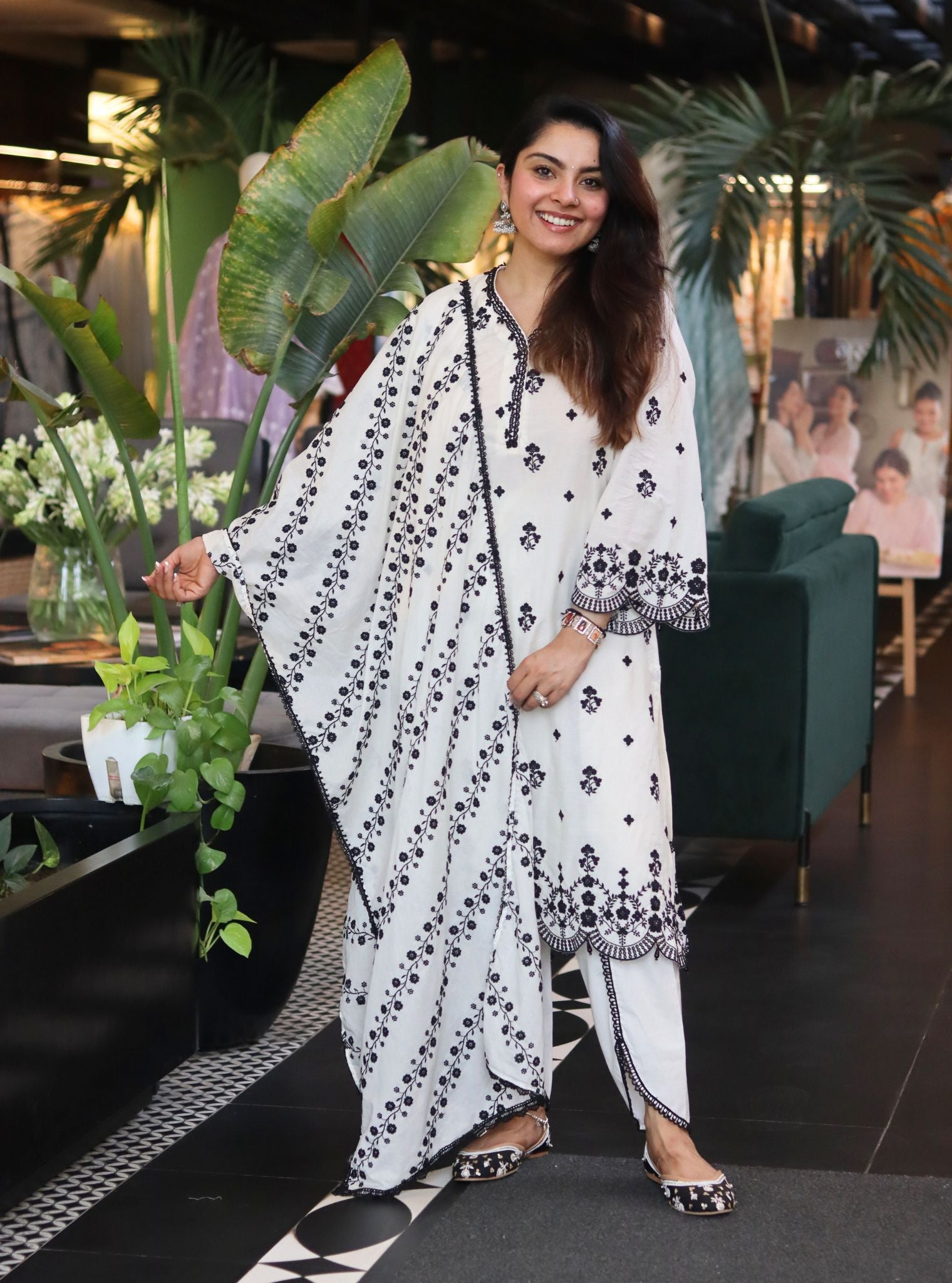 Ghita Supima Cotton White Kurta with Dhoti Pant Set