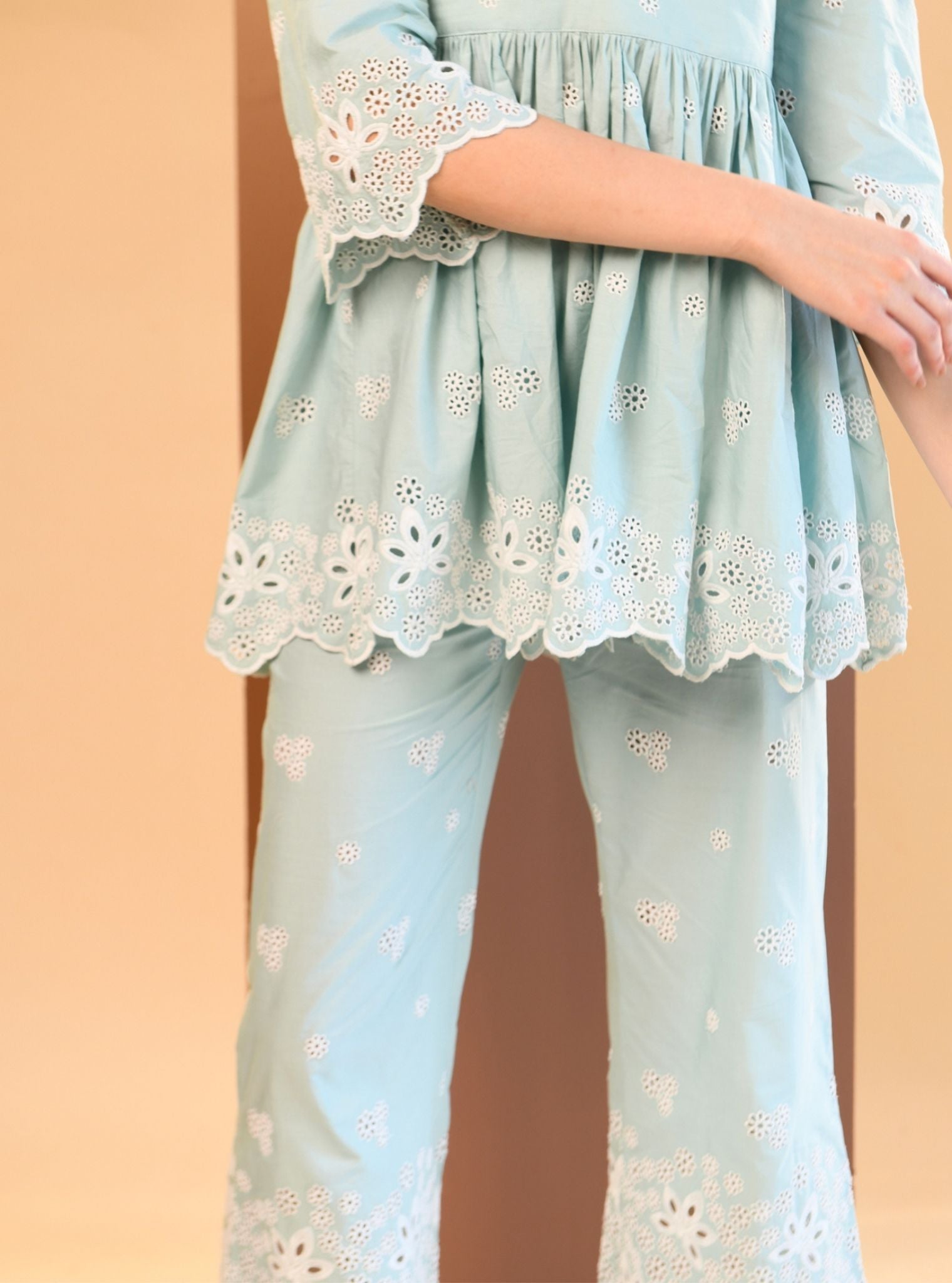 Ayn Supima Cotton Teal Blue Co-ord Set